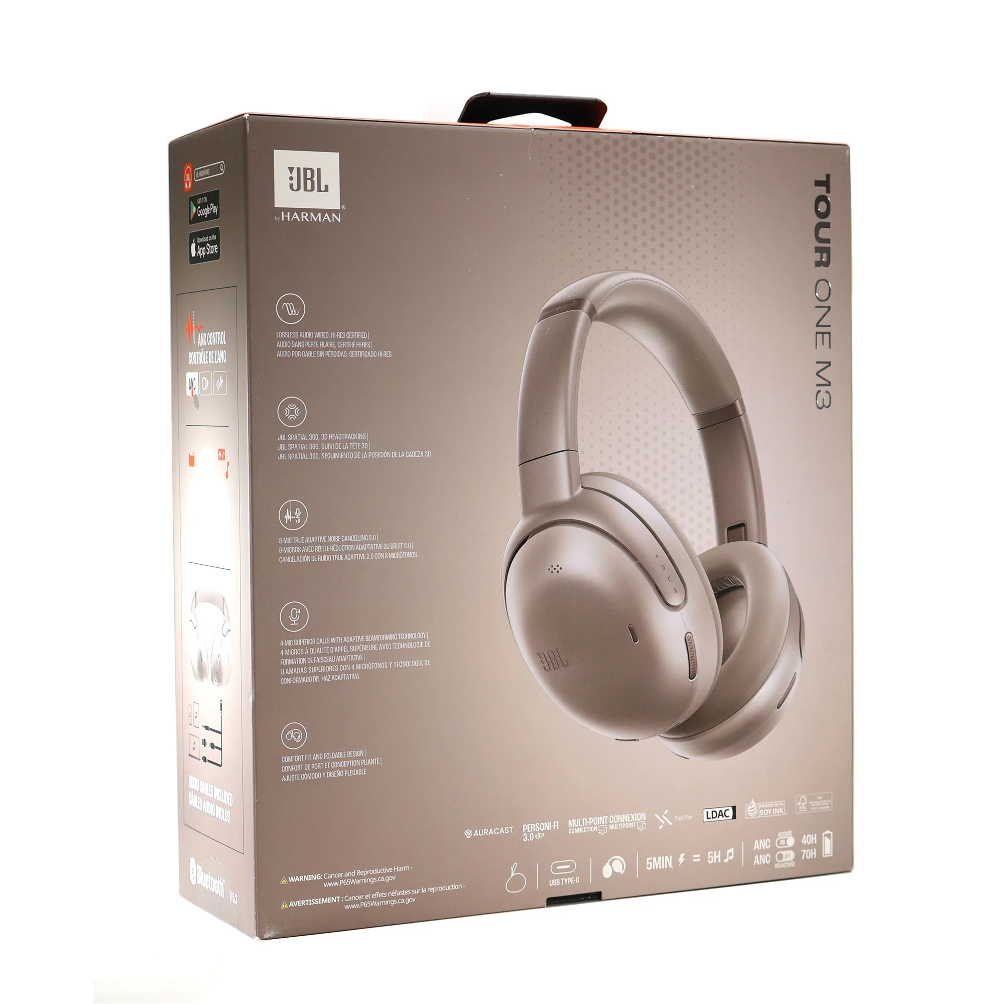 JBL Tour One M3 Wireless Over-Ear Noise Cancelling Headphones - Latte with JBL Flip 7 Portable Waterproof Bluetooth Speaker (Camoflauge) and Software - Image 6
