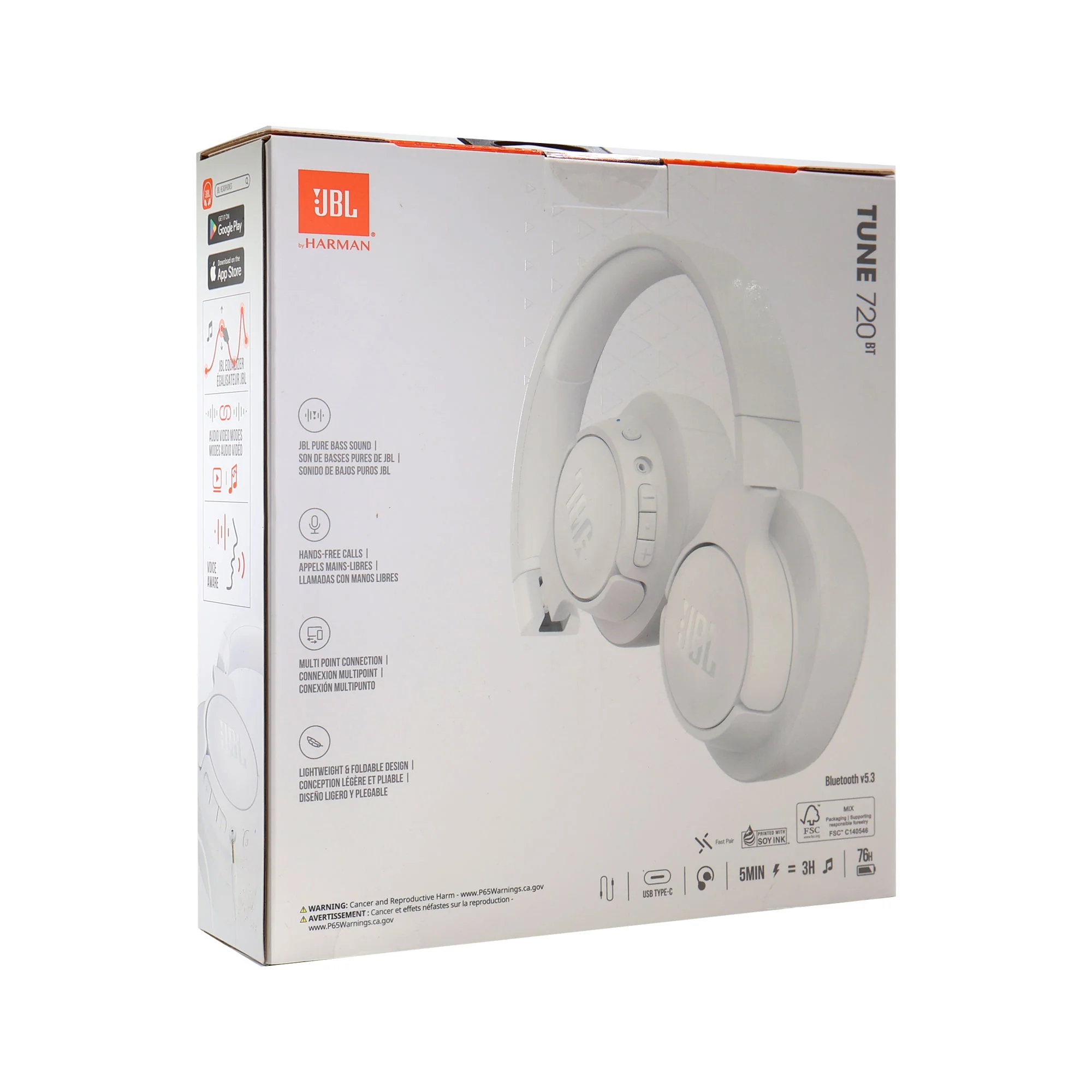 JBL Tune 720BT Over-Ear Wireless Headphones (White) with JBL T110 in Ear Headphones - Image 8