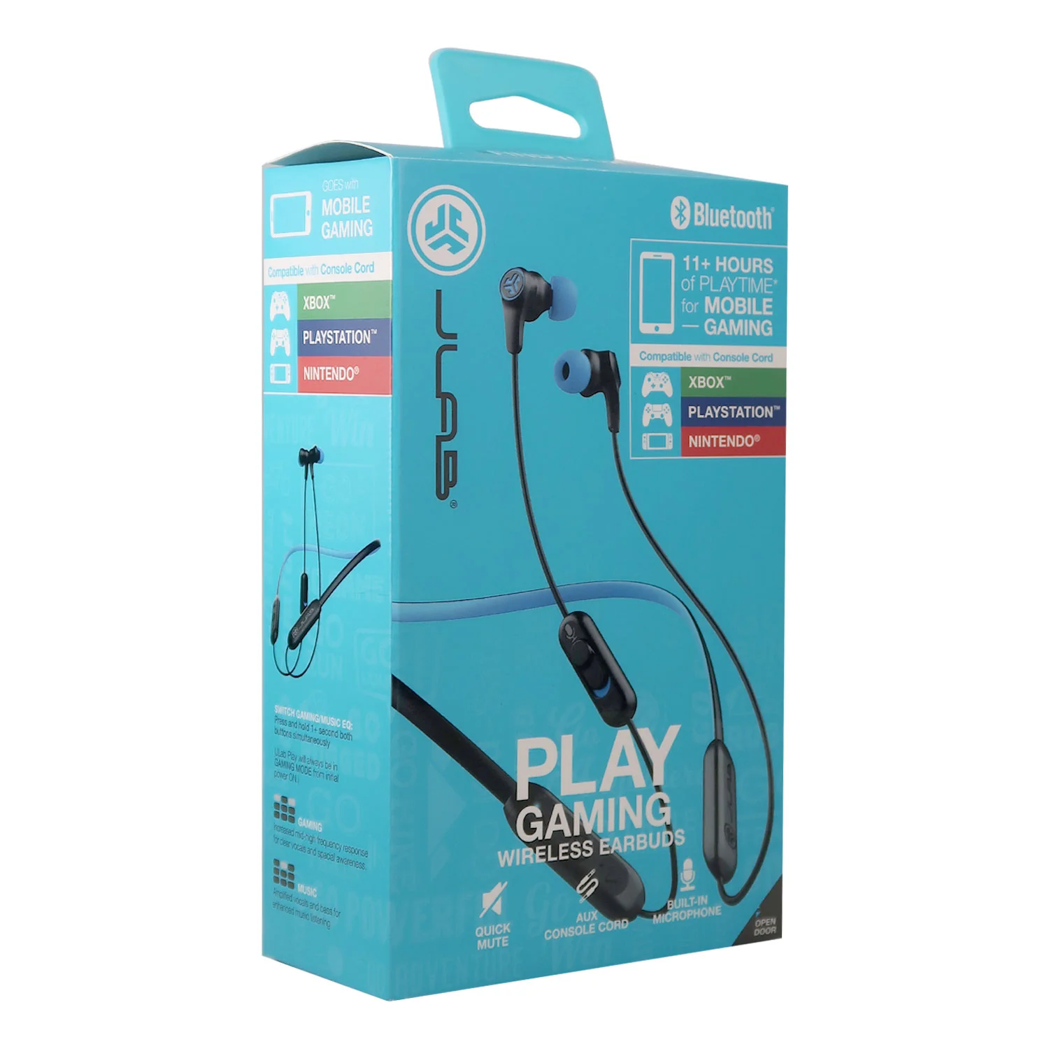 JLab Play Gaming Wireless Bluetooth Earbuds - Black/Blue - Image 6