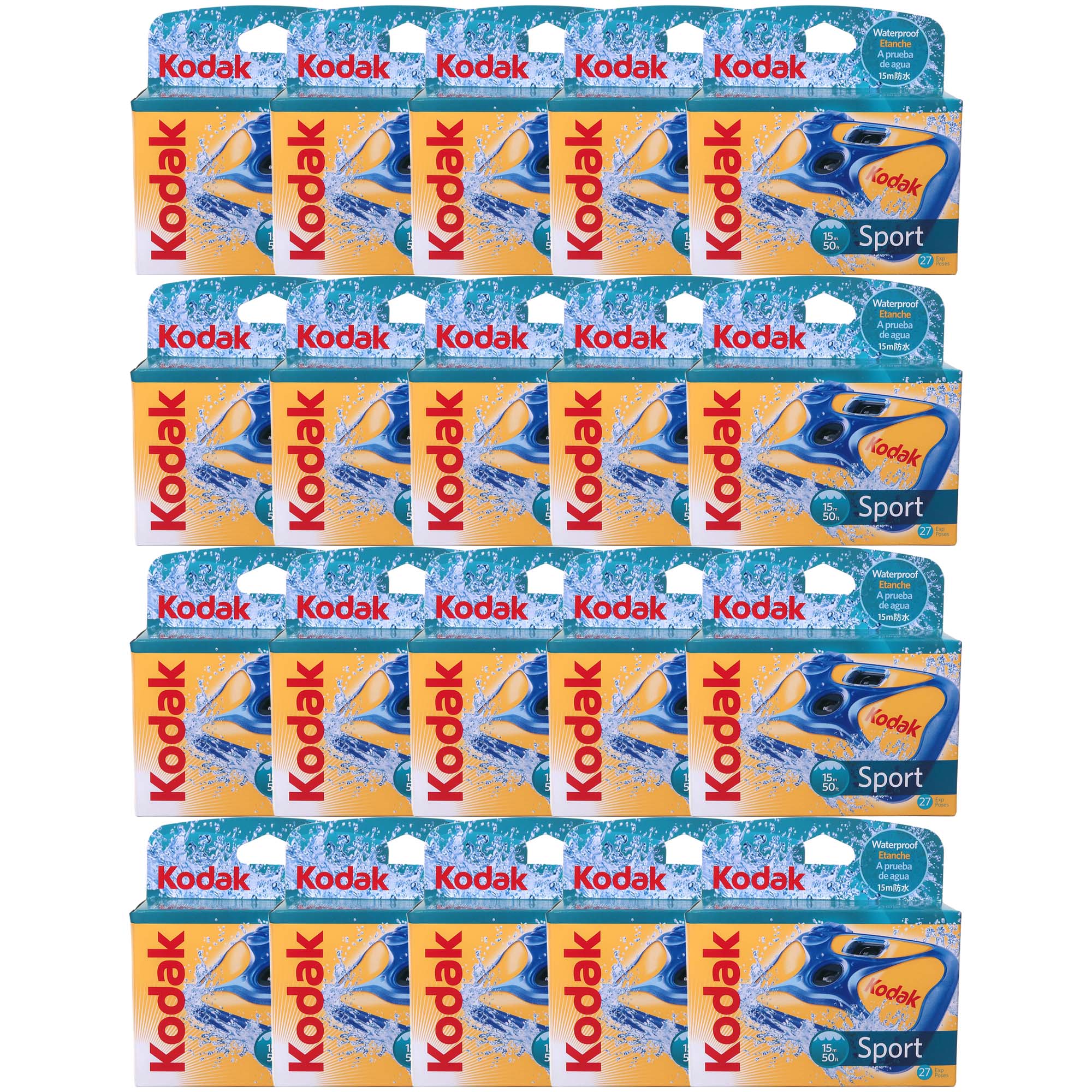 20x Kodak Water and Sport One-Time Use Disposable Camera (ISO-800) Waterproof (50'/15 m) 35mm - 27 Exposures
