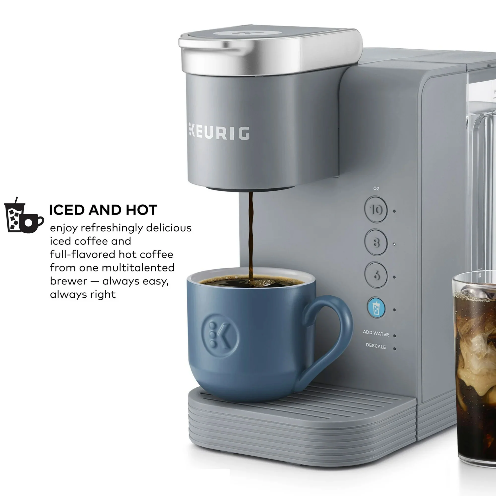 Keurig K-Express Essentials Plus, Iced and Hot Single-Serve K-Cup Pod Coffee Maker, Gray - Image 2