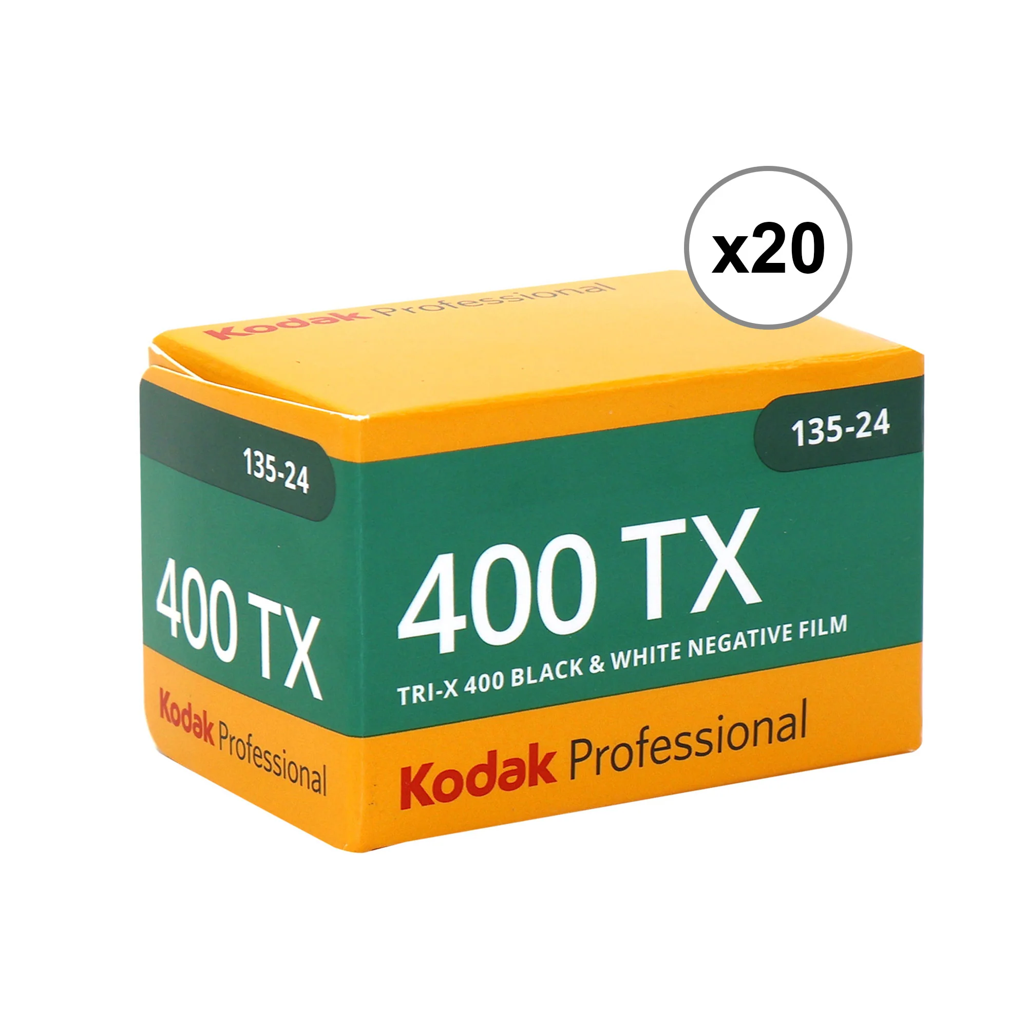 Kodak Professional 400TX Tri-X 400 Black & White Negative Film, 24 Exposures (1590652) - 20 Pack