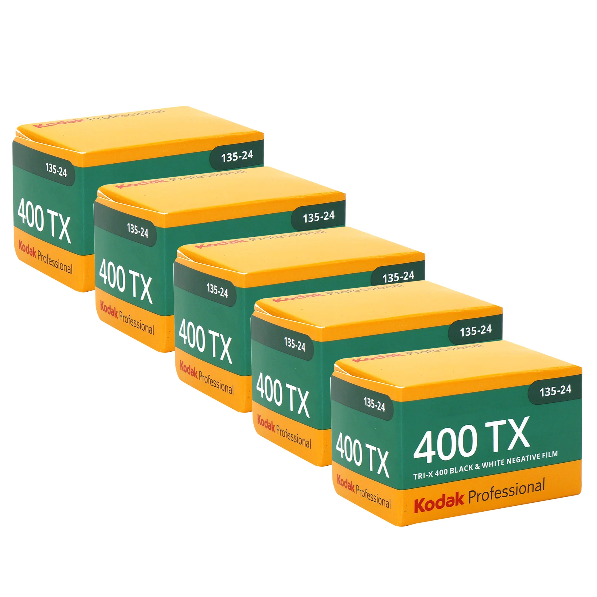 Kodak Professional 400TX Tri-X 400 Black & White Negative Film, 24 Exposures (1590652) - 5 Pack
