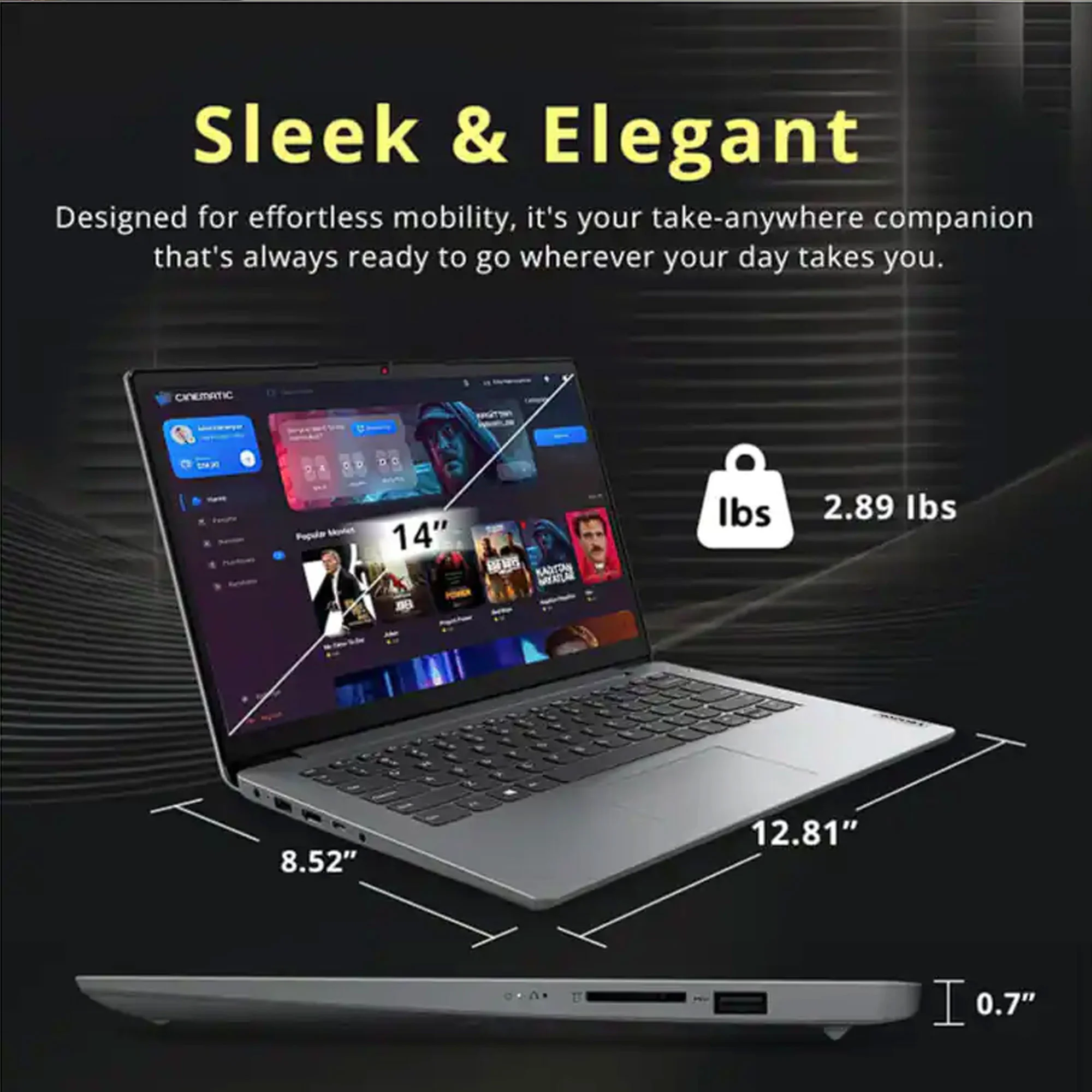 Lenovo Ideapad 1 14" Laptop - Intel Celeron N4500, 4GB Memory, 128GB eMMC (Cloud Gray) with Complete Accessory Bundle - Image 6