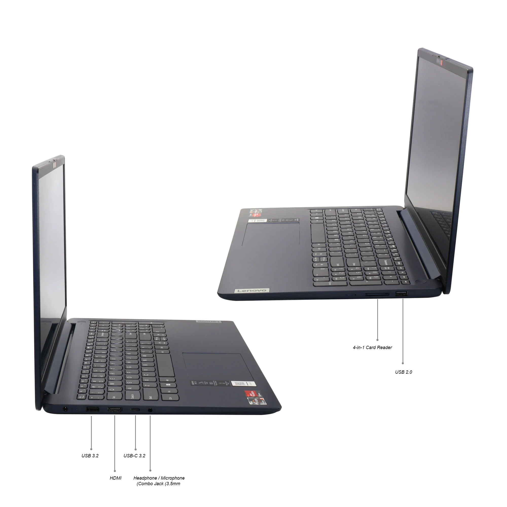 Lenovo IdeaPad 1 15.6" Full HD Laptop - AMD Ryzen 5 7520U - 8GB Memory, 256GB SSD (Abyss Blue) - Image 4