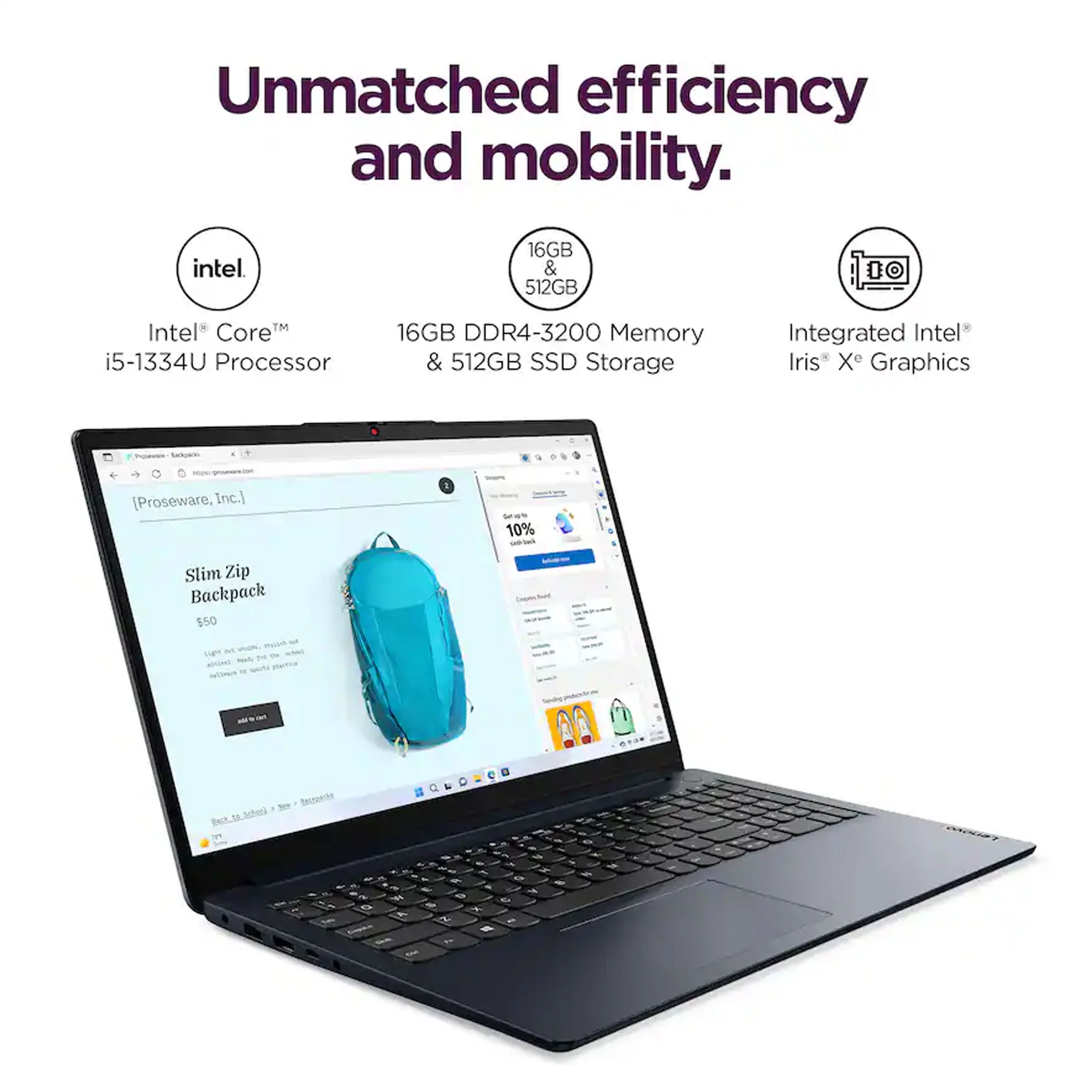 Lenovo Ideapad 1i 15.6" Full HD Touchscreen Laptop - Intel Core i5-1334U - 16GB Memory, 512GB SSD (Abyss Blue) - Image 2