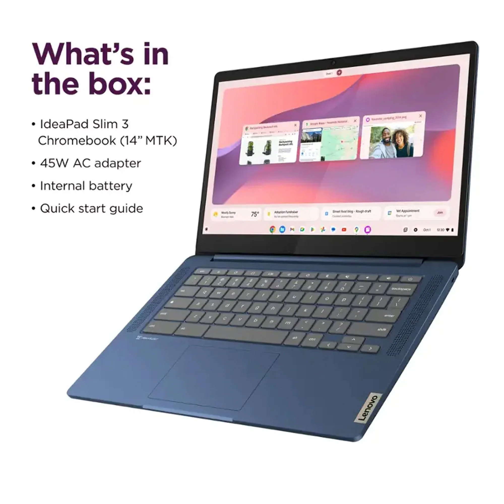 Lenovo IdeaPad Slim 3 Chromebook 14" Full HD Laptop - MediaTek Kompanio 520 - 4GB Memory - 64GB eMMC (Abyss Blue) - Image 11