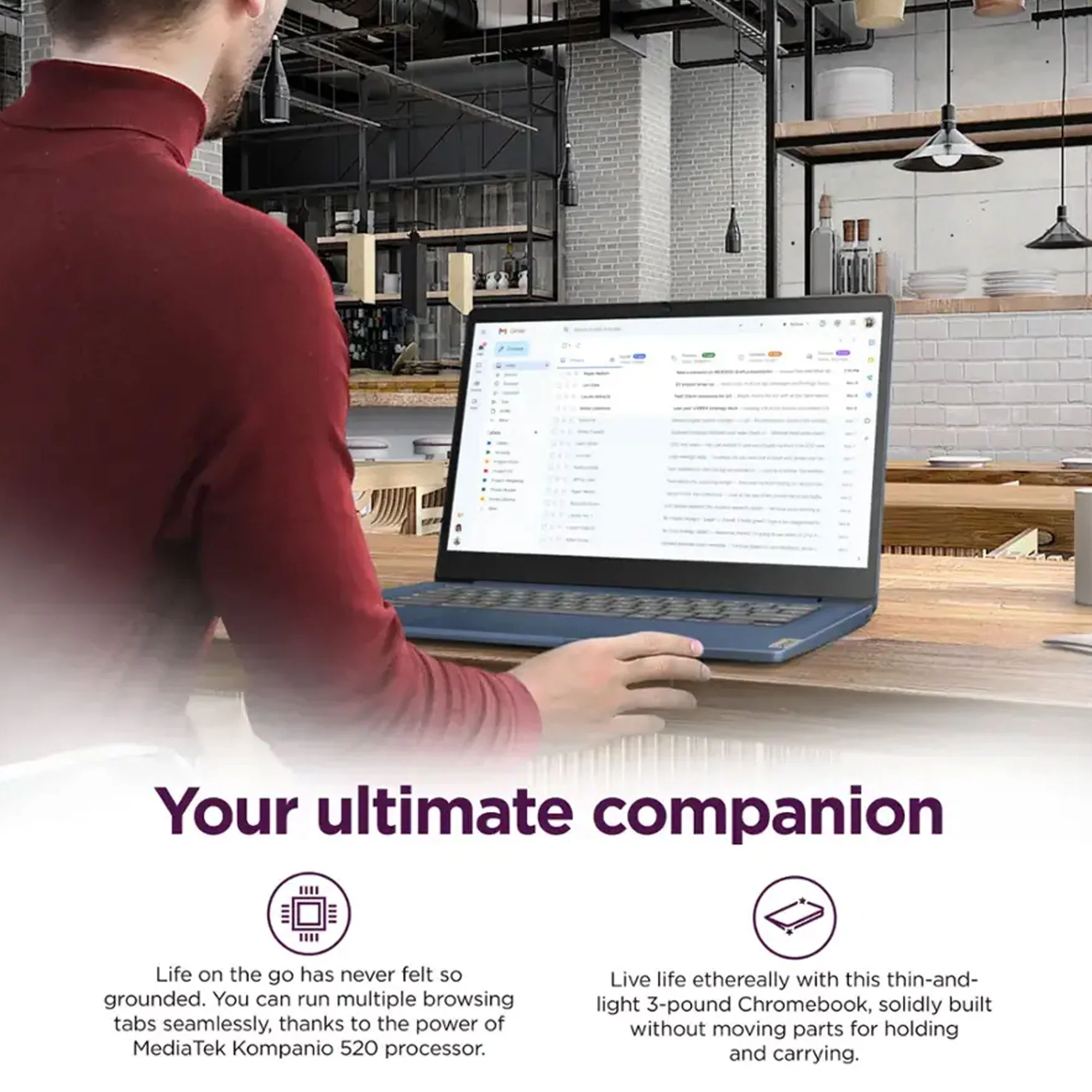 Lenovo IdeaPad Slim 3 Chromebook 14" Full HD Laptop - MediaTek Kompanio 520 - 4GB Memory - 64GB eMMC (Abyss Blue) with Transcend 256GB 300S UHS-I microSDXC Memory Card - Image 7