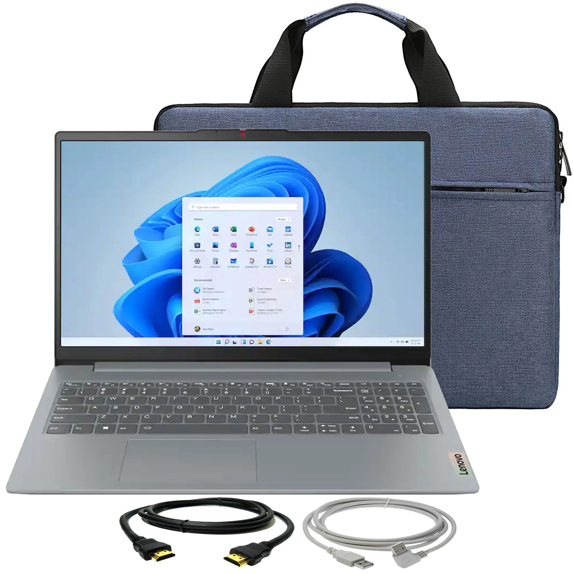 Lenovo IdeaPad Slim 3i 15.6" Full HD Laptop - Intel Core i3-N305 2023 - 8GB Memory, 128GB UFS (Arctic Grey) with Laptop Bag and Cables