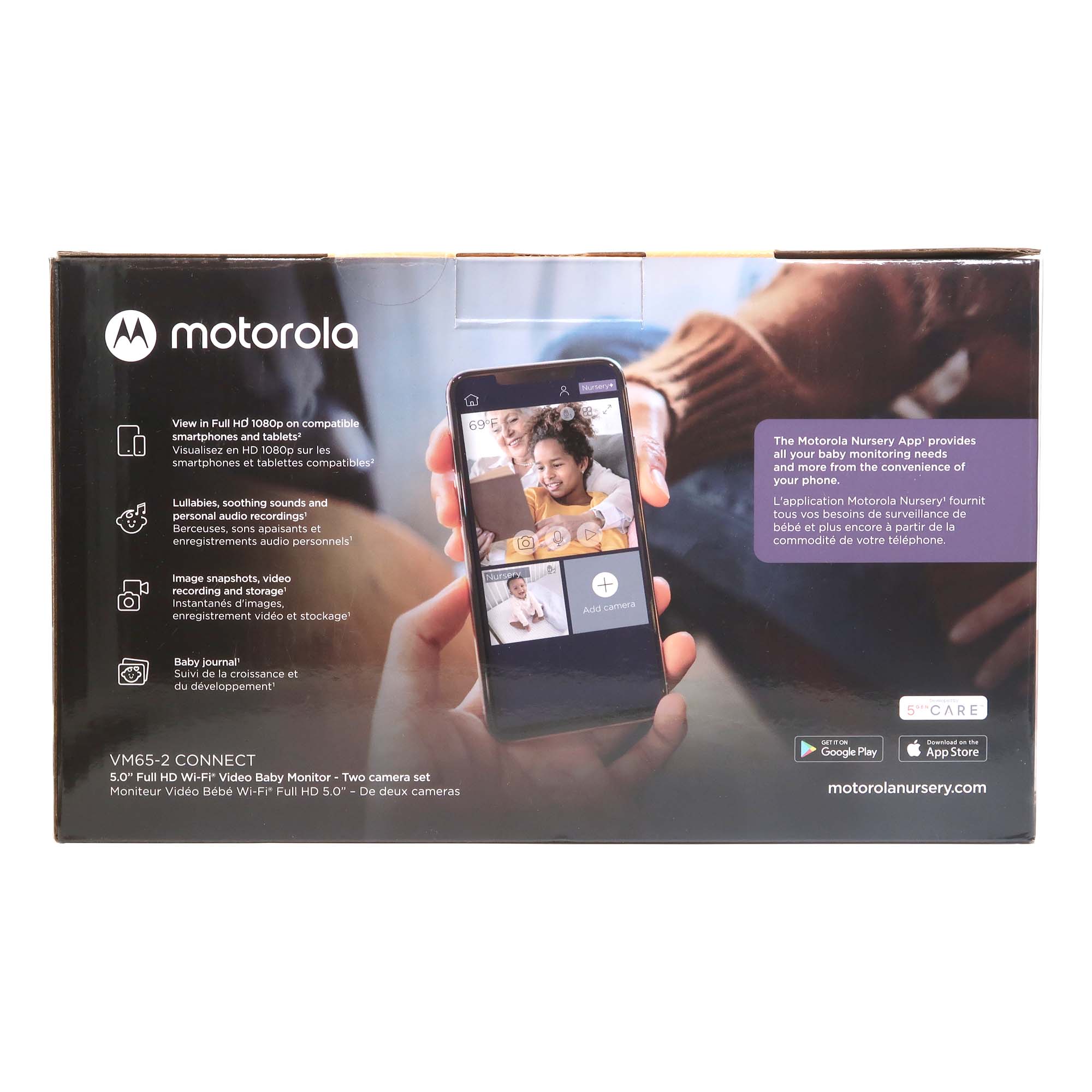 Motorola Full HD Wi-Fi Video Baby Monitor with 2 Cameras, 5" Screen 1000ft Long Range Remote, Connects to Smart Phone App - VM65-2 CONNECT - Image 7