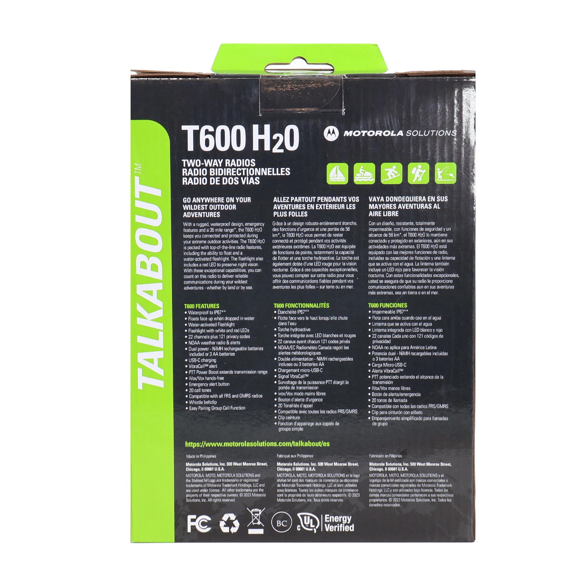 Motorola Talkabout T600 H2O 35-Mile Waterproof Two-Way Radios (Green) - 3 Pack - Image 5