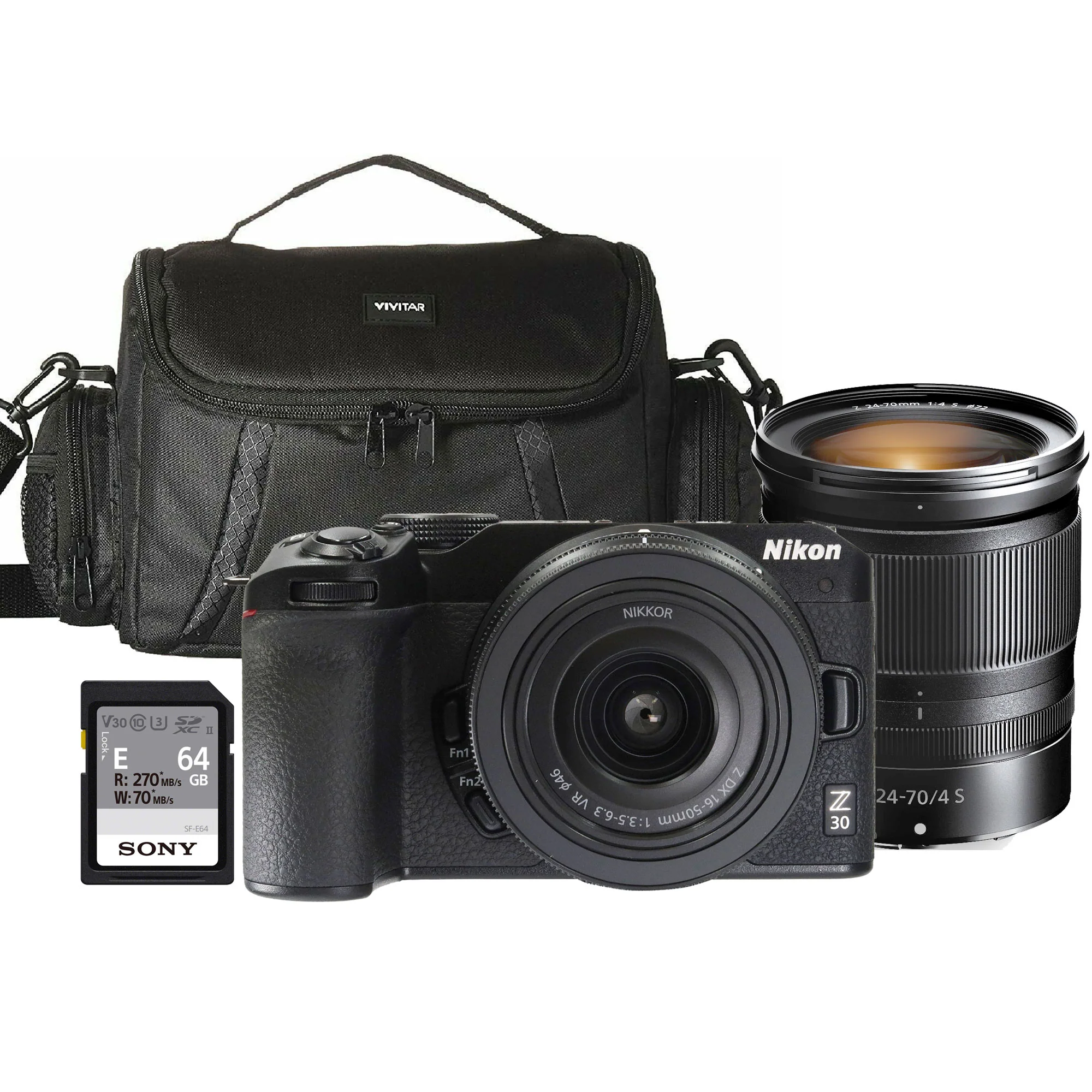 Nikon Z30 Mirrorless Camera with DX 16-50mm and Nikon Nikkor Z 24-70mm f/4 S Lens Bundle