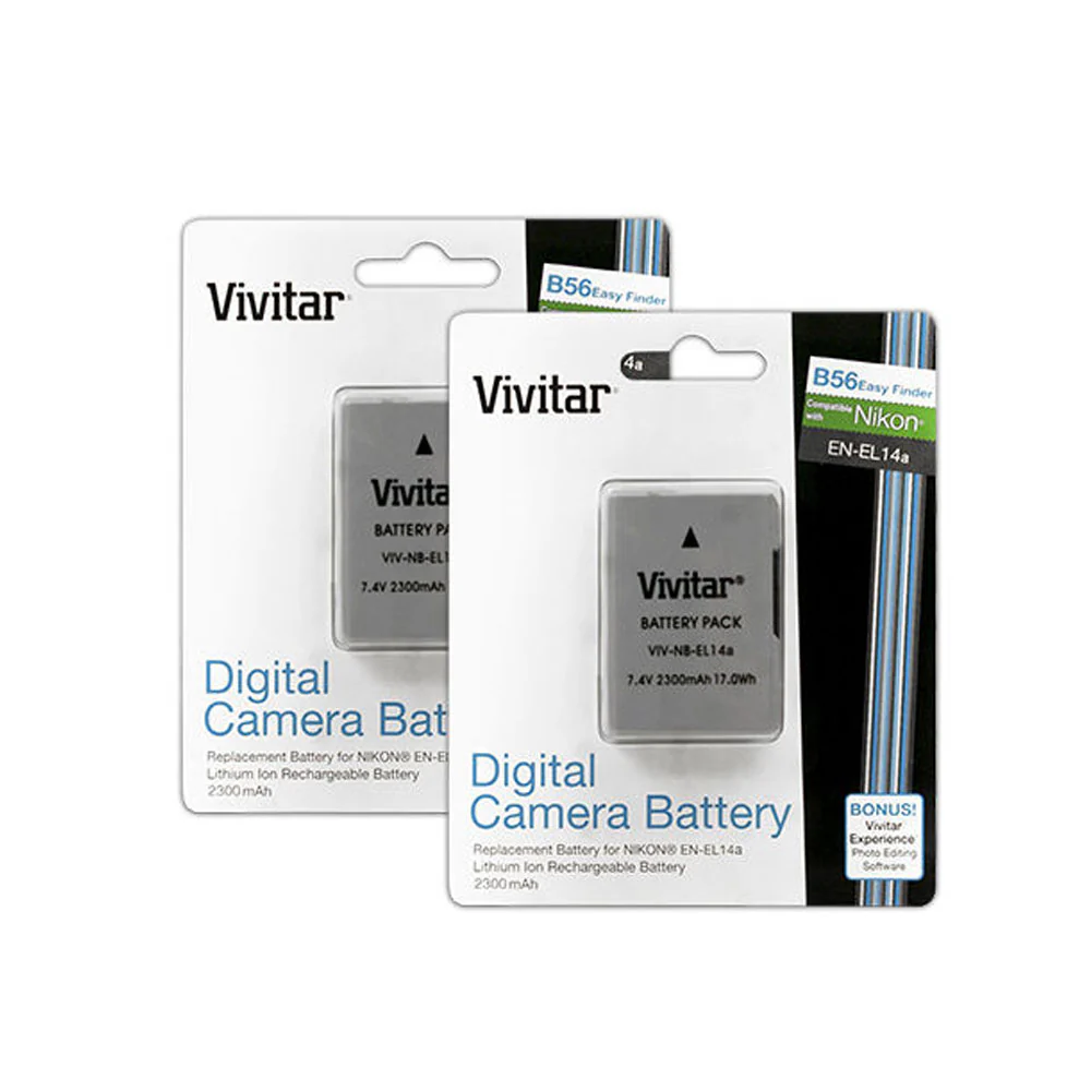 EN-EL14 Replacement Lithium-Ion Battery (2x) with Cleaning Kit for Nikon D5500 and D5300 - Image 2