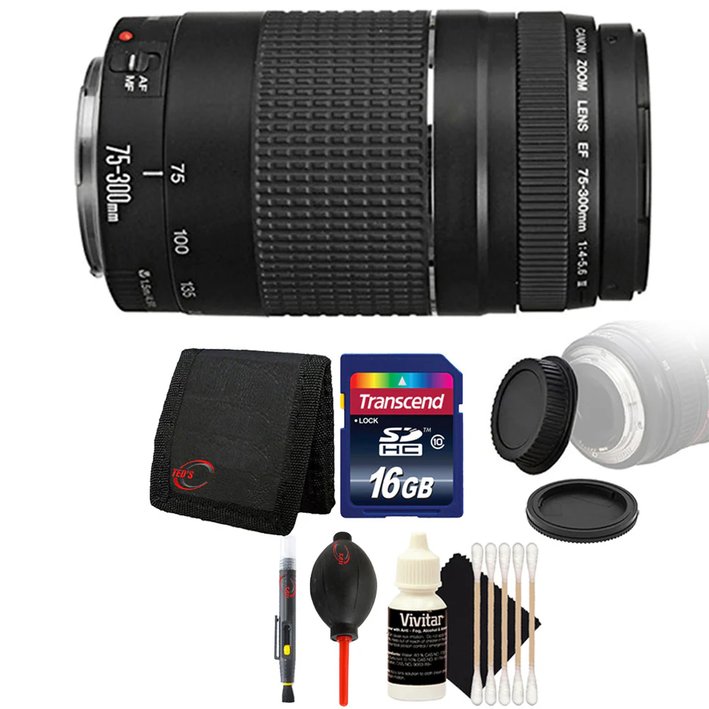 Canon EF 75-300mm f/4-5.6 III Telephoto Zoom Lens with Accessory Kit for Canon SLR Cameras