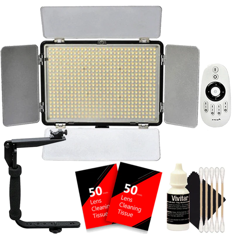 Vivitar Professional 600 Video Light with Flash Bracket, Remote and Cleaning Kit