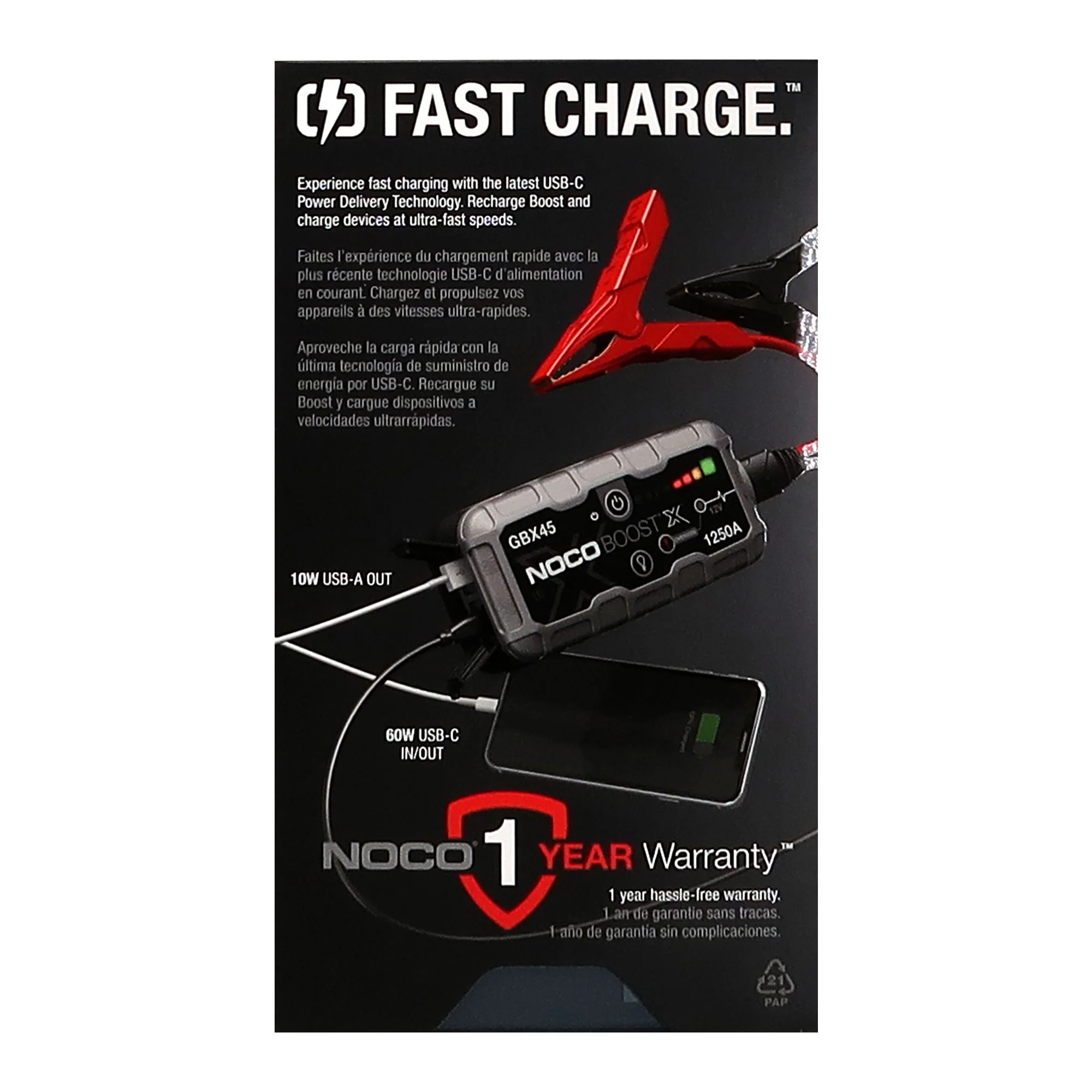 NOCO Boost X GBX45 1250-Amp 12V UltraSafe Jump Starter - 5 Pack - Image 6