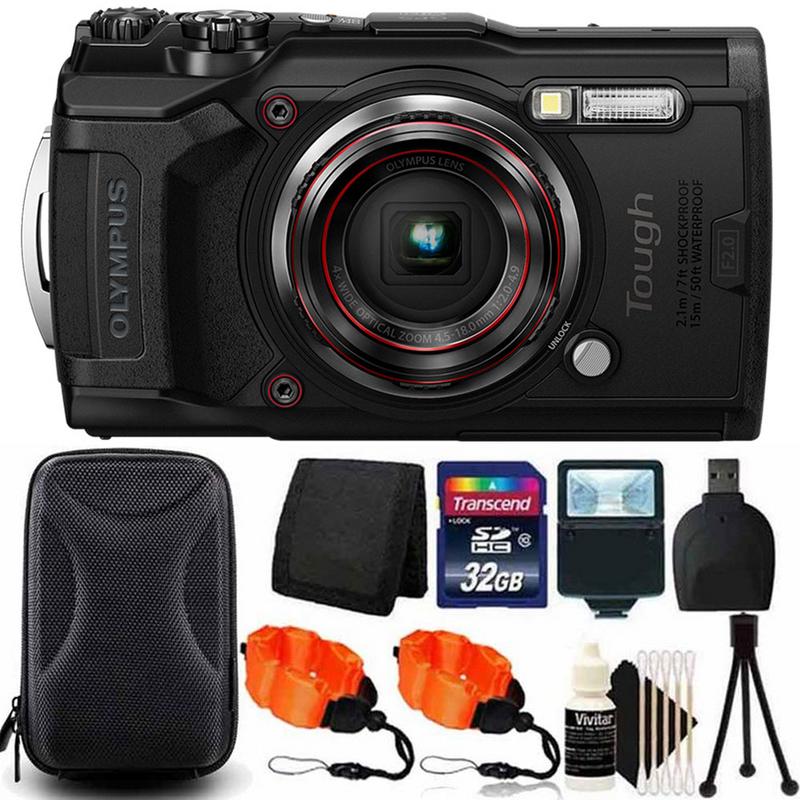 OLYMPUS Tough TG-6 12MP Waterproof W-Fi Digital Camera Black with 32GB Card + Accessory Kit