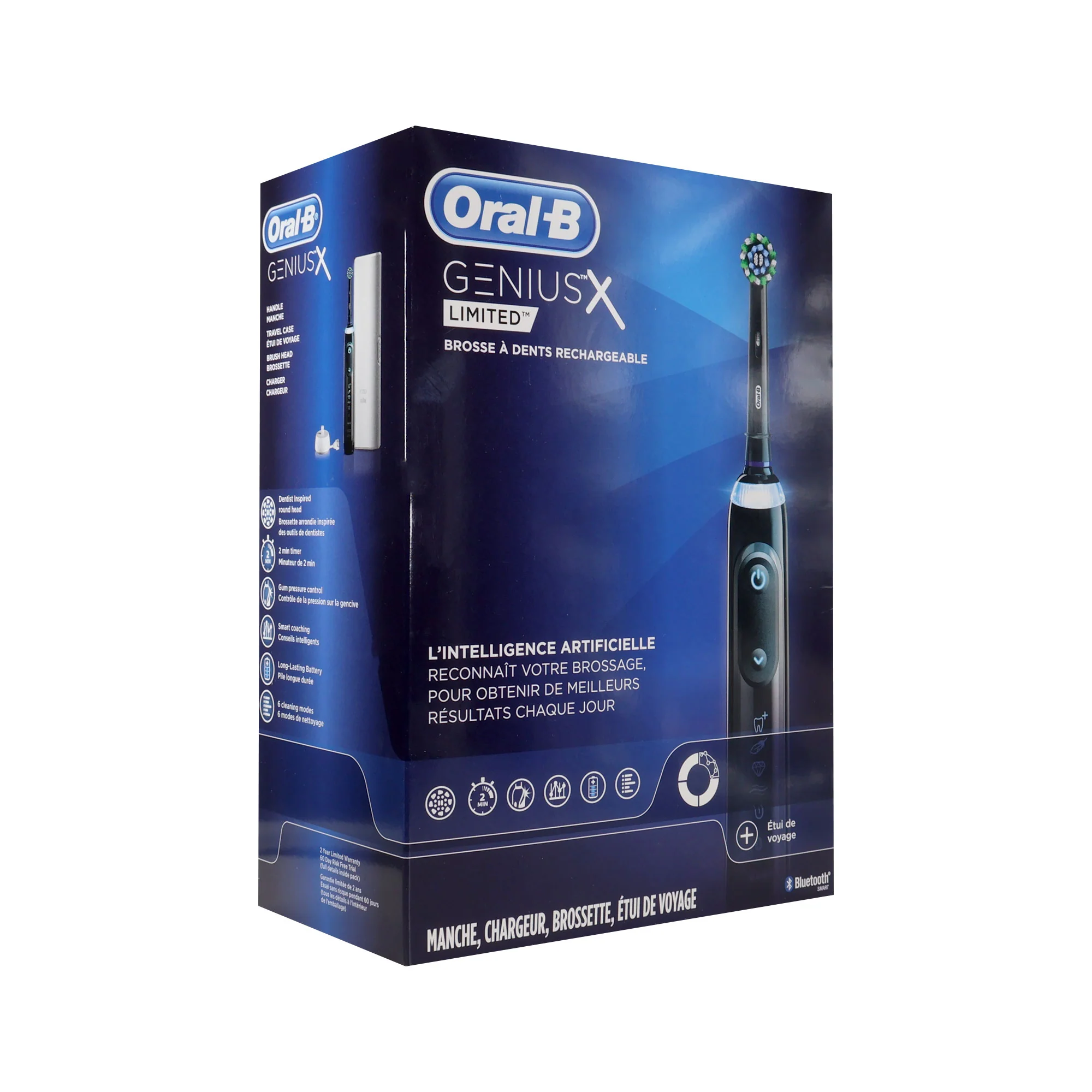 Oral-B Genius X Limited Rechargeable Electric Toothbrush with 1 Replacement Brush Head, Travel Case, Midnight Black