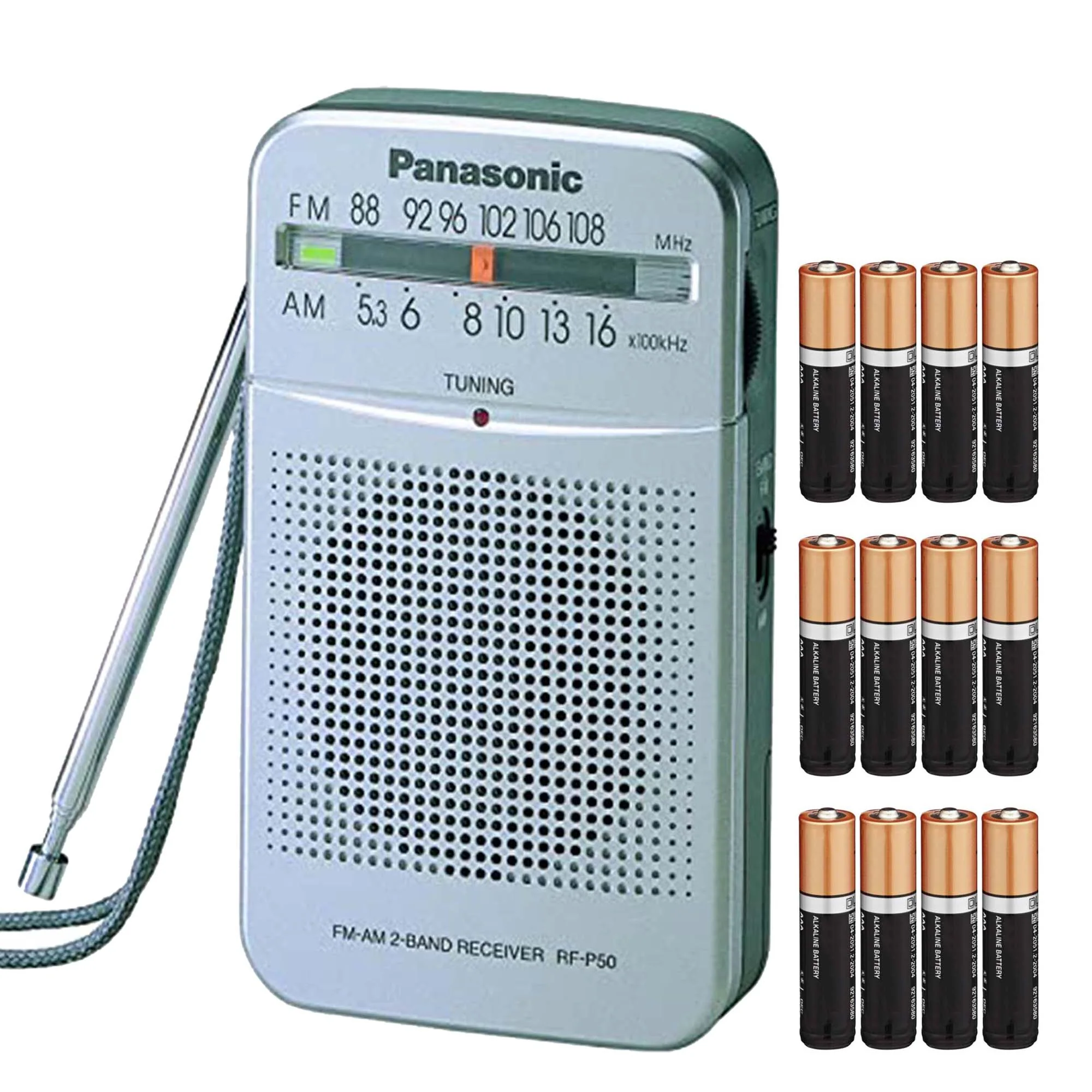 Panasonic RF-P50D Portable FM/AM Radio and 6x Panasonic Alkaline 2 "AA" Batteries