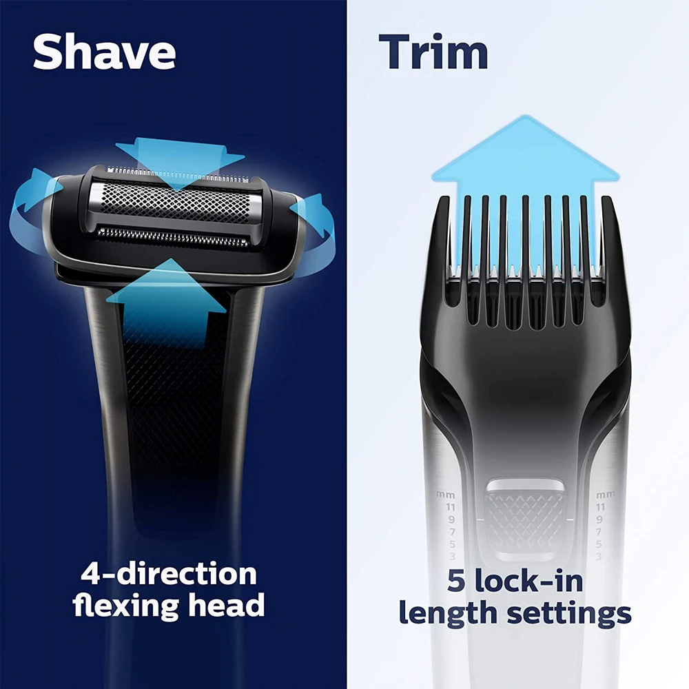 Philips Norelco Ultimate Comfort Nose Trimmer NT1605/60 with Bodygroom Series 7000 Showerproof Body Trimmer and Shaver BG7030/49 - Image 8