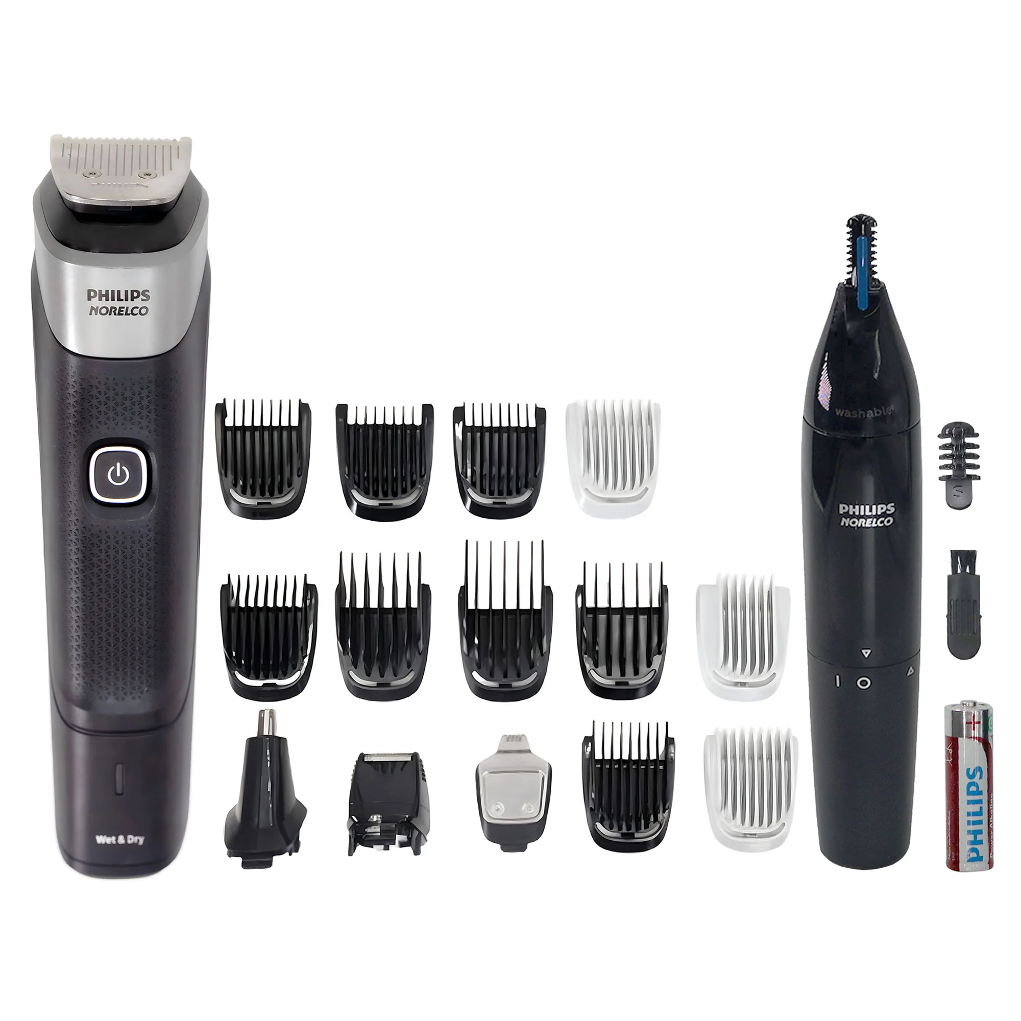 Philips Norelco Multigroom 5000 All-in-One Trimmer with Philips Norelco Ultimate Comfort Nose Trimmer 1000 Battery Powered NT1605/60