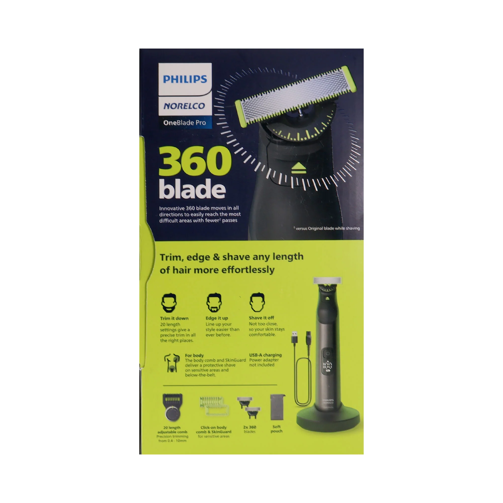 Philips Norelco OneBlade 360 Pro Hybrid Face & Body Electric Trimmer QP6552/70 - Image 4