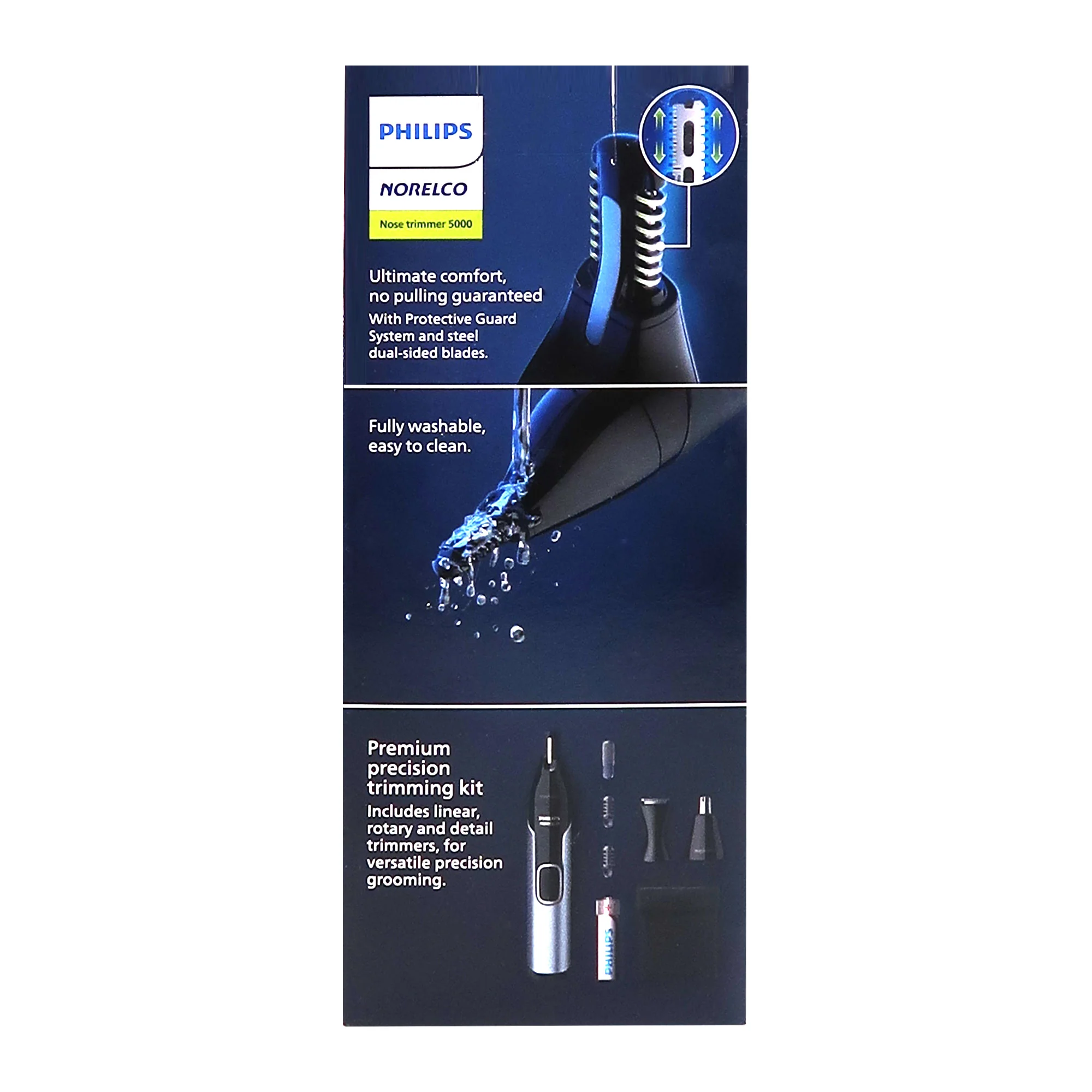 Philips NorelcoNose Trimmer 5000 for Nose, Ears, Eyebrows #NT5600/62 (Black/Silver) - 2 Units - Image 3