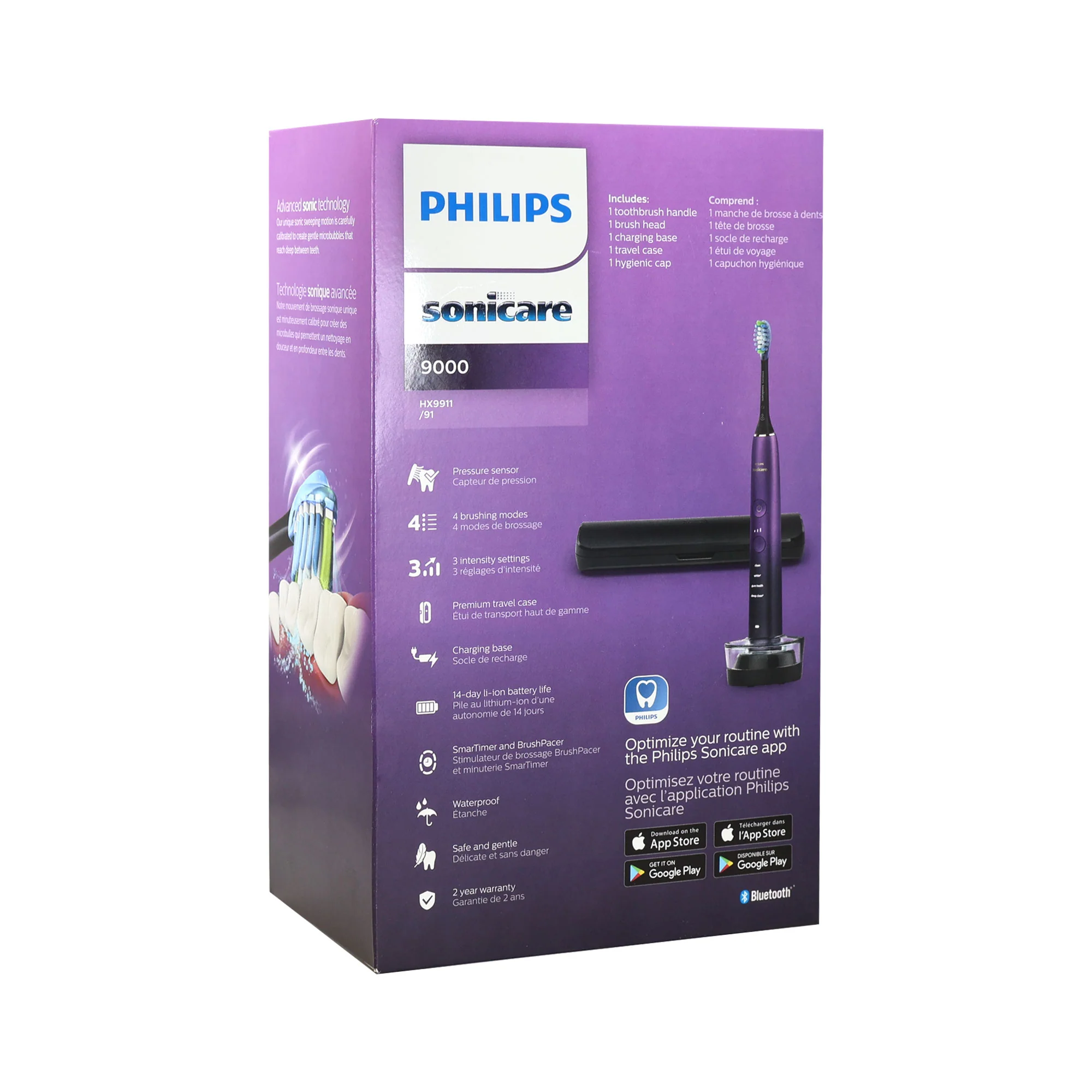 PHILIPS Sonicare 9000 Special Edition Rechargeable Toothbrush, Black/Purple, HX9911/91 - Image 7