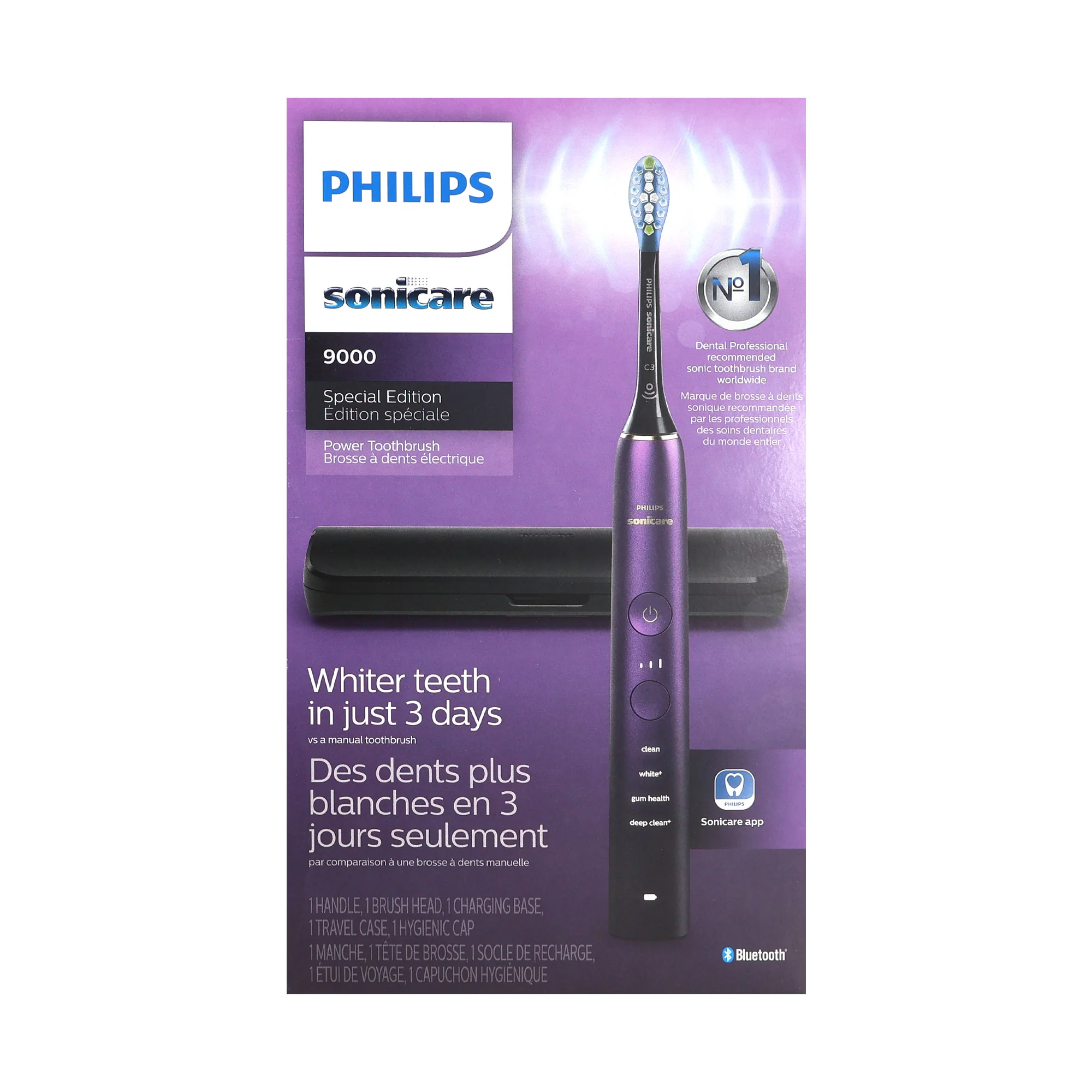 PHILIPS Sonicare 9000 Special Edition Rechargeable Toothbrush, Black/Purple, HX9911/91 - Image 8