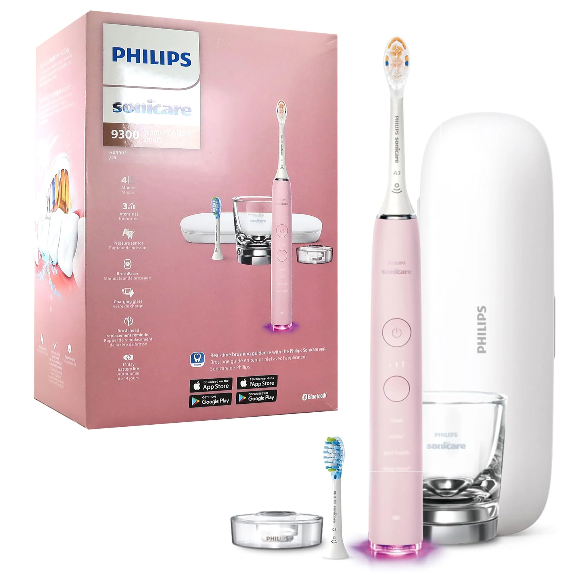 Philips Sonicare 9300 Series DiamondClean Electric Rechargeable Toothbrush #HX9903/25 (Pink) - 2 Units - Image 2