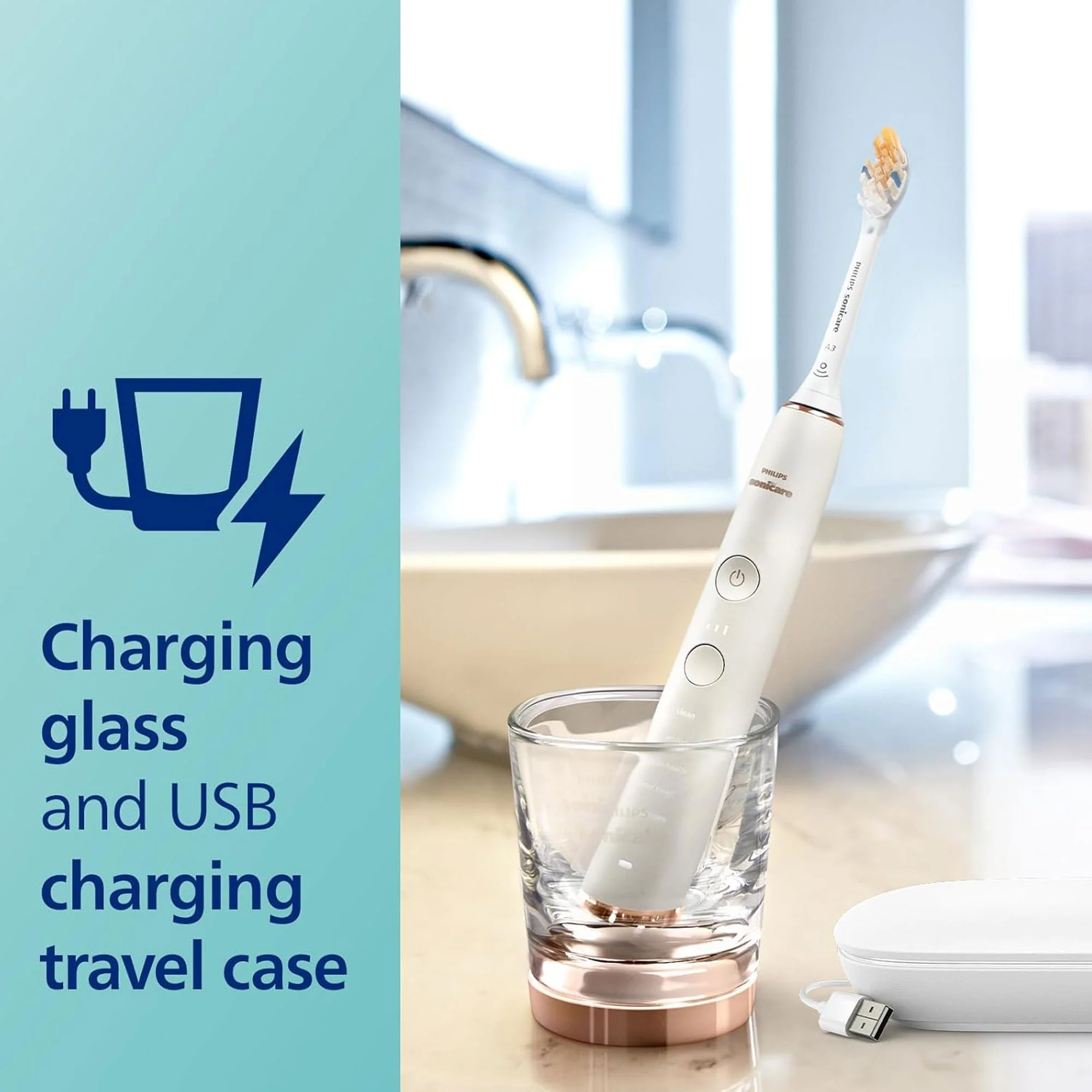 Philips Sonicare DiamondClean Smart 9500 Electric Toothbrush (Rosegold) HX9923/61 - Image 2