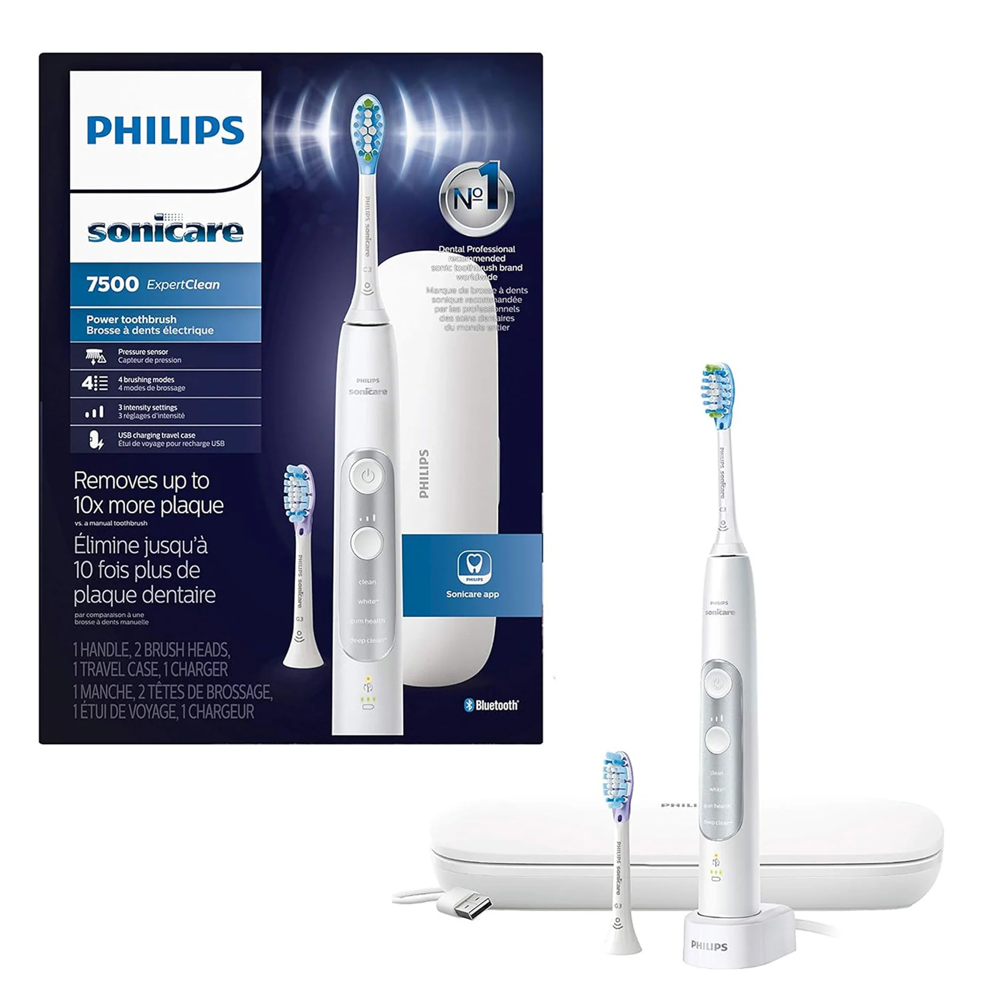 Philips Sonicare ExpertClean 7500 Rechargeable Electric Toothbrush HX9690 White and Pink - Image 2