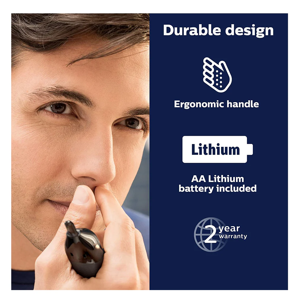 Philips Norelco Nose Trimmer 3000, For Nose, Ears and Eyebrows, Black, NT3600/42 - Image 4