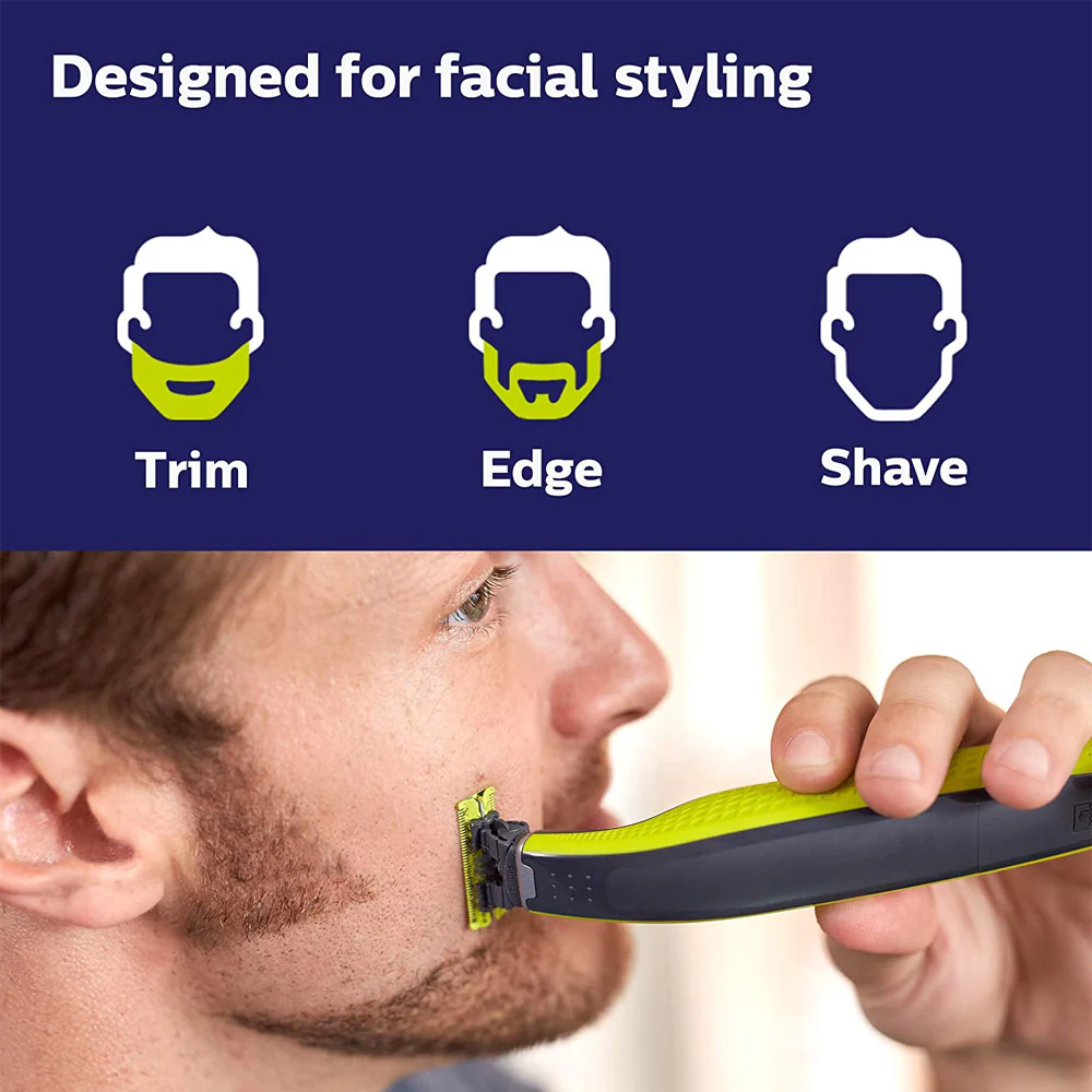 Philips Norelco OneBlade, Hybrid Electric Trimmer and Shaver, QP2520/70 with 5x Philips Norelco QP230/80 OneBlade Replacement Blades, 3 Count and Wahl Styling Comb Burgundy - Image 7