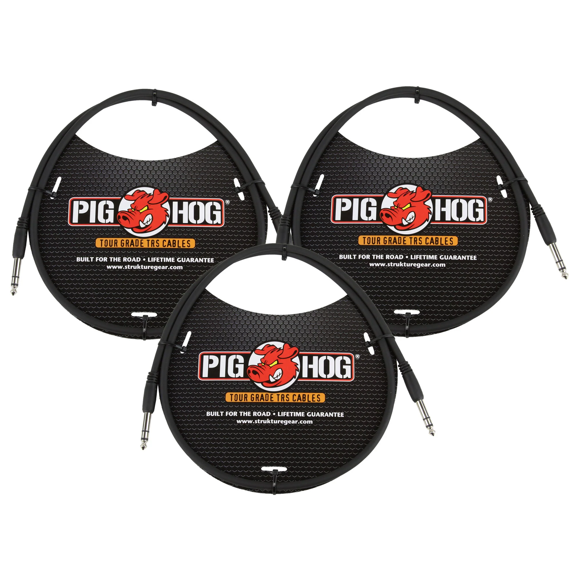 Pig Hog 3ft 1/4" TRS - 1/4" TRS Cable - 3 Units