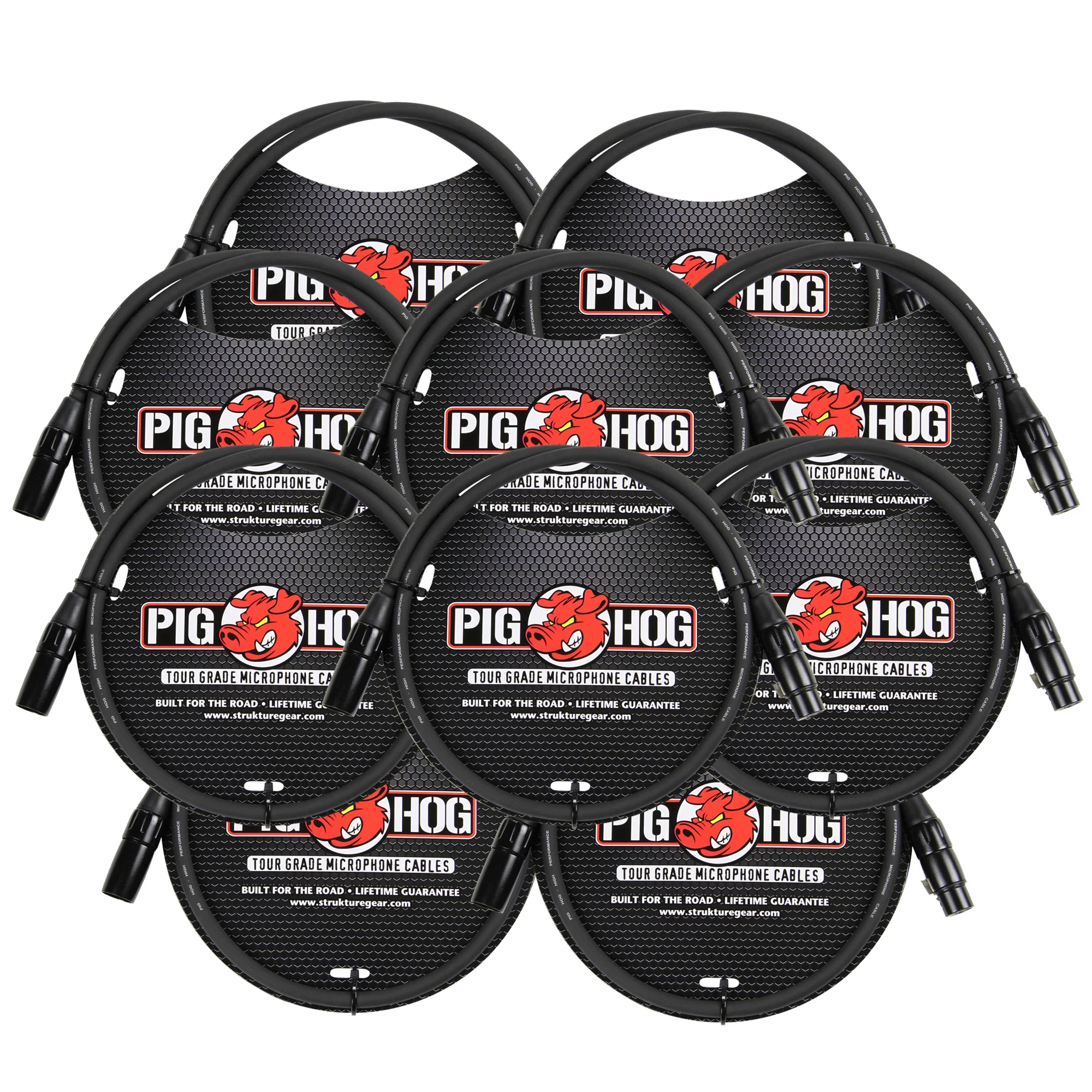 Pig Hog 8mm XLR Microphone Cable Male to Female 3 Ft Fully Balanced Premium Mic Cable - 10 Pack