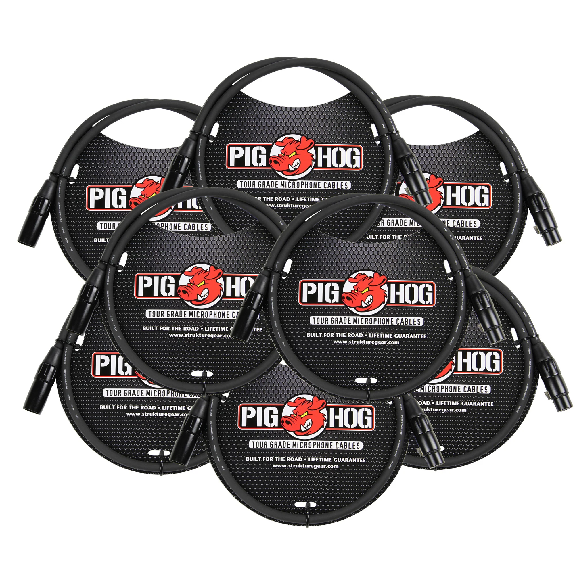 Pig Hog 8mm XLR Microphone Cable Male to Female 3 Ft Fully Balanced Premium Mic Cable - 8 Pack