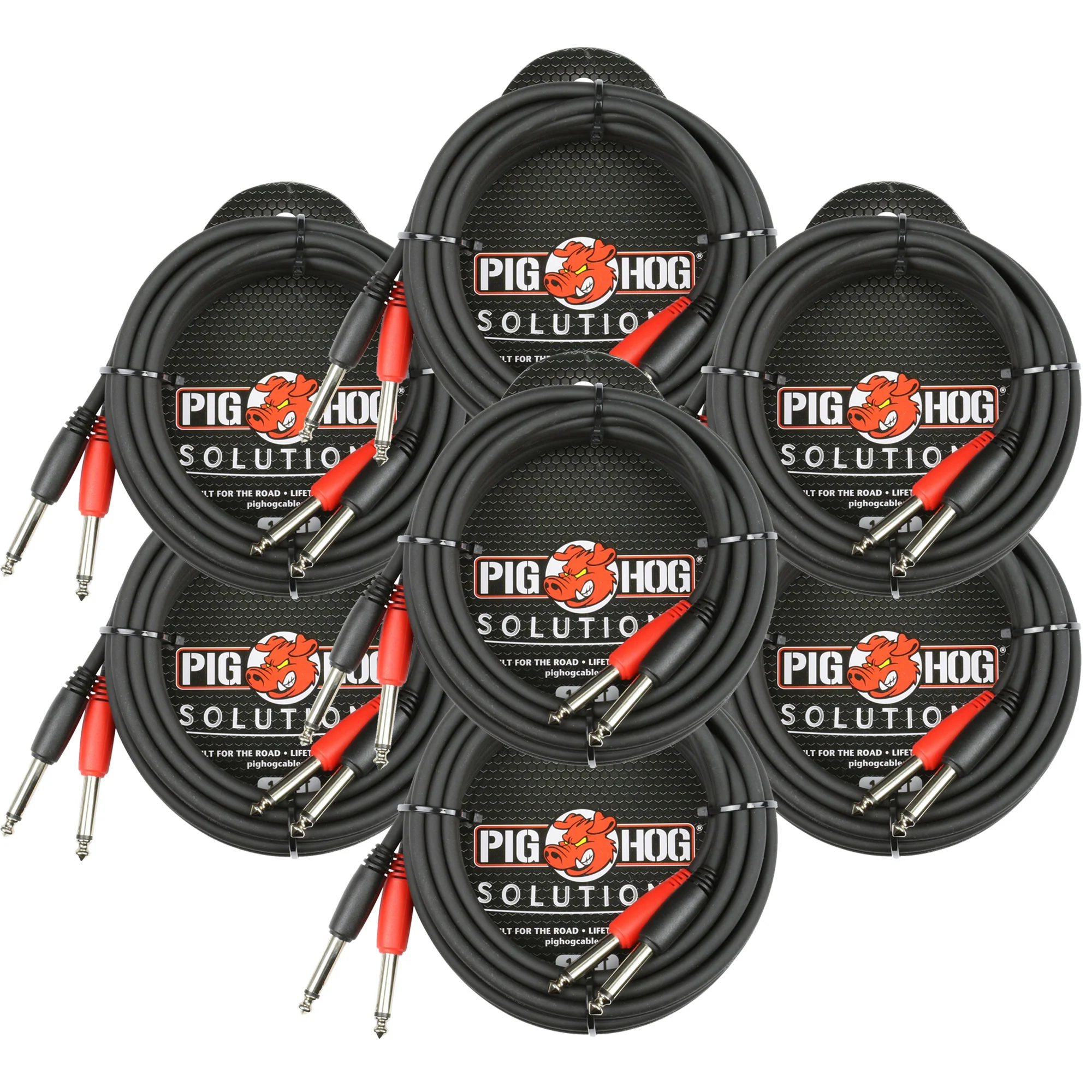 Pig Hog Dual 1/4" Mono (Male) Cable, 10 ft PD-21410 - 7 Units