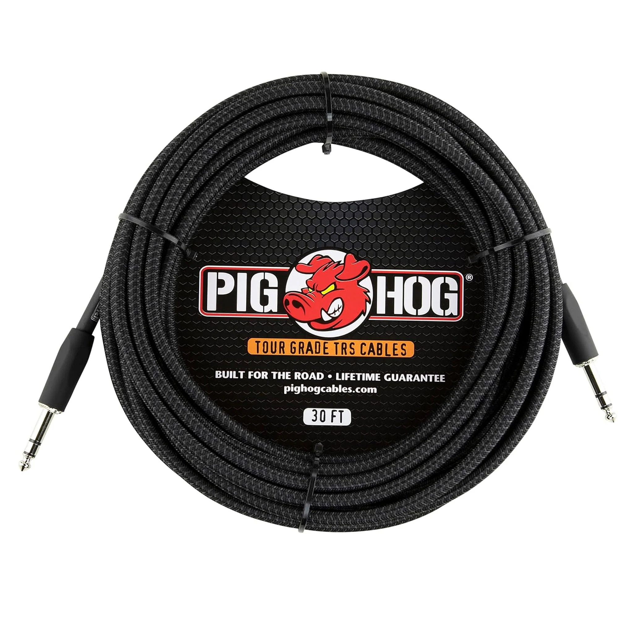 Pig Hog PTRS30BK Black Woven TRS Cable 30ft - 10 Pack - Image 2