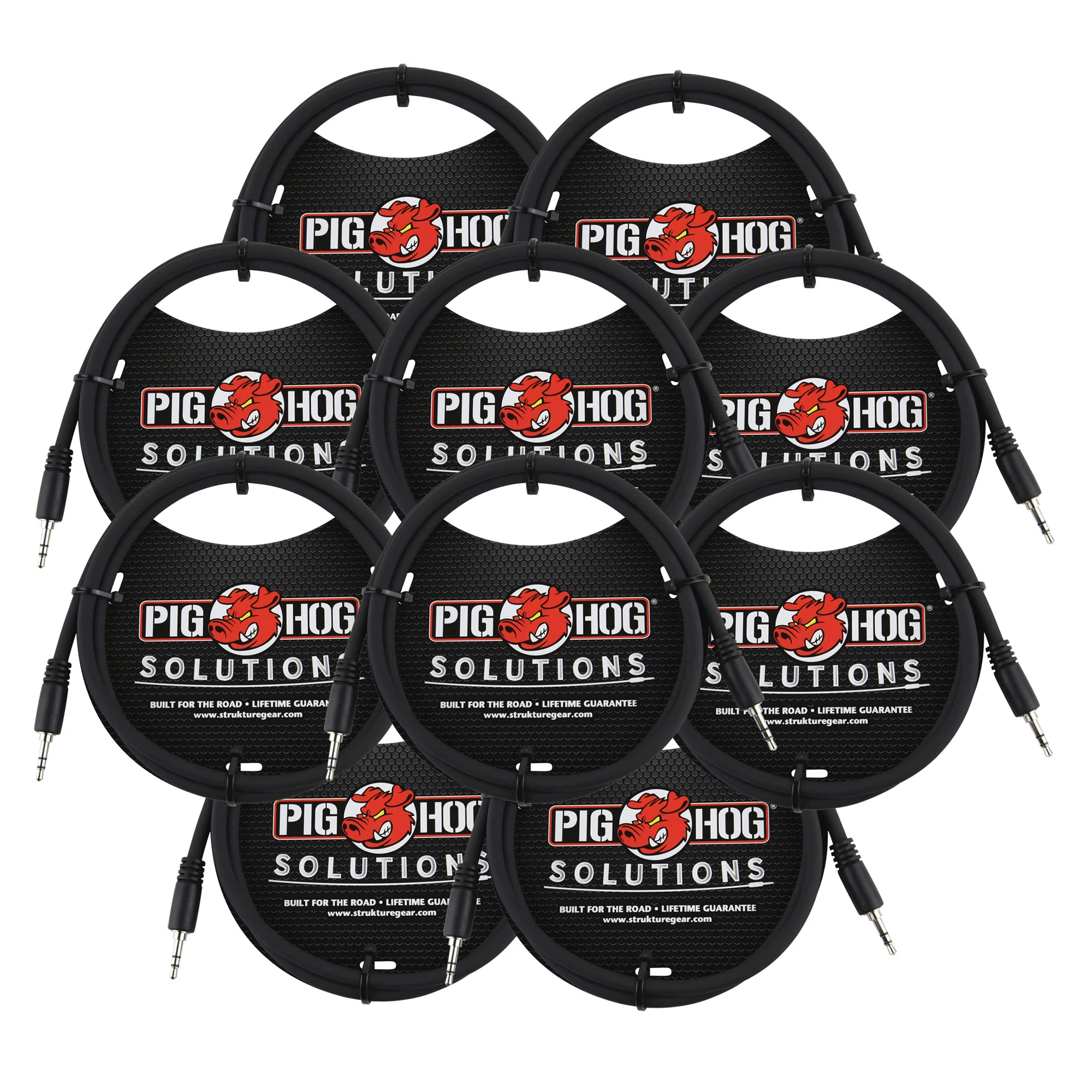 Pig Hog Solutions 3.5mm TRS to 3.5mm TRS Adapter Cable, 9ft - 10 Units