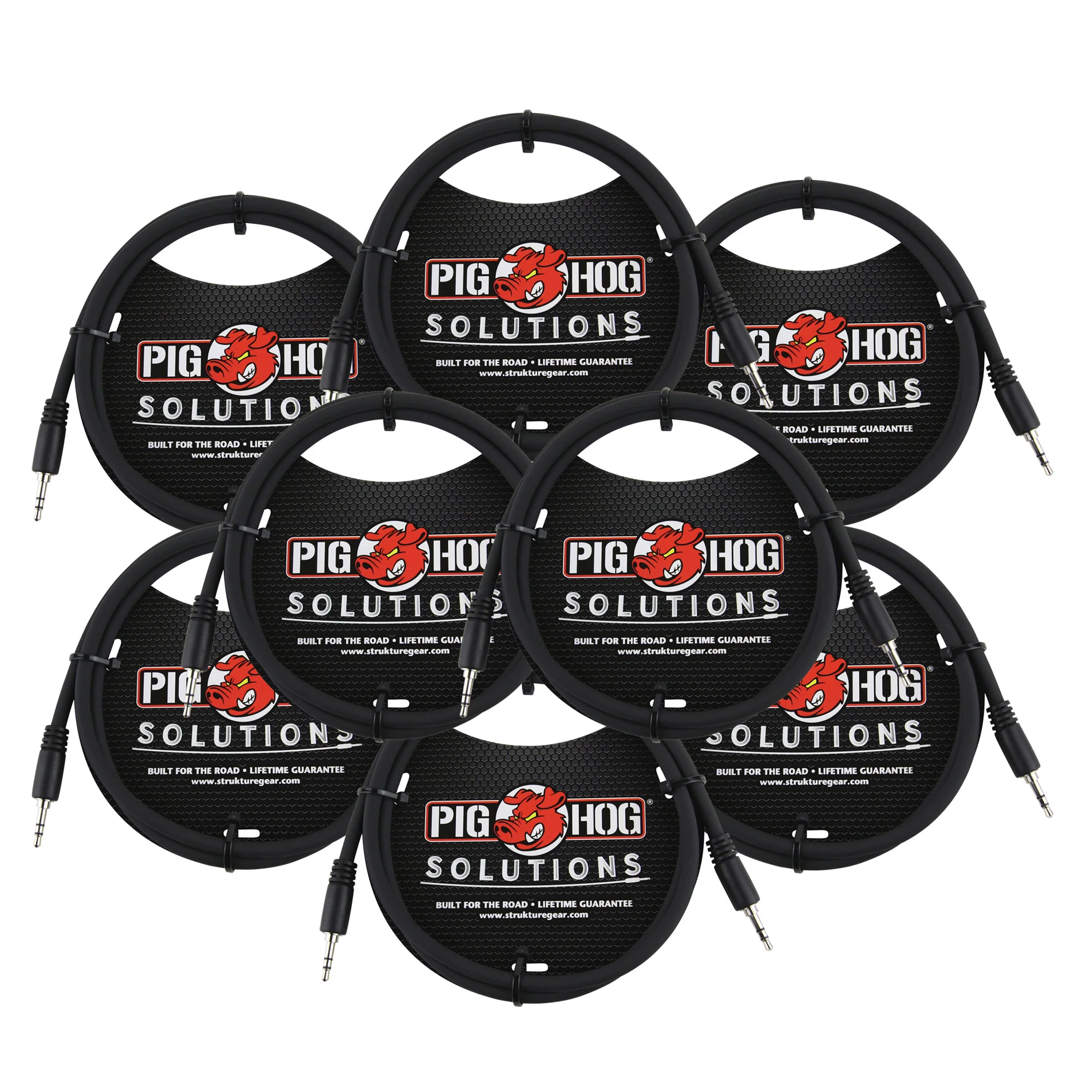 Pig Hog Solutions 3.5mm TRS to 3.5mm TRS Adapter Cable, 9ft - 8 Units