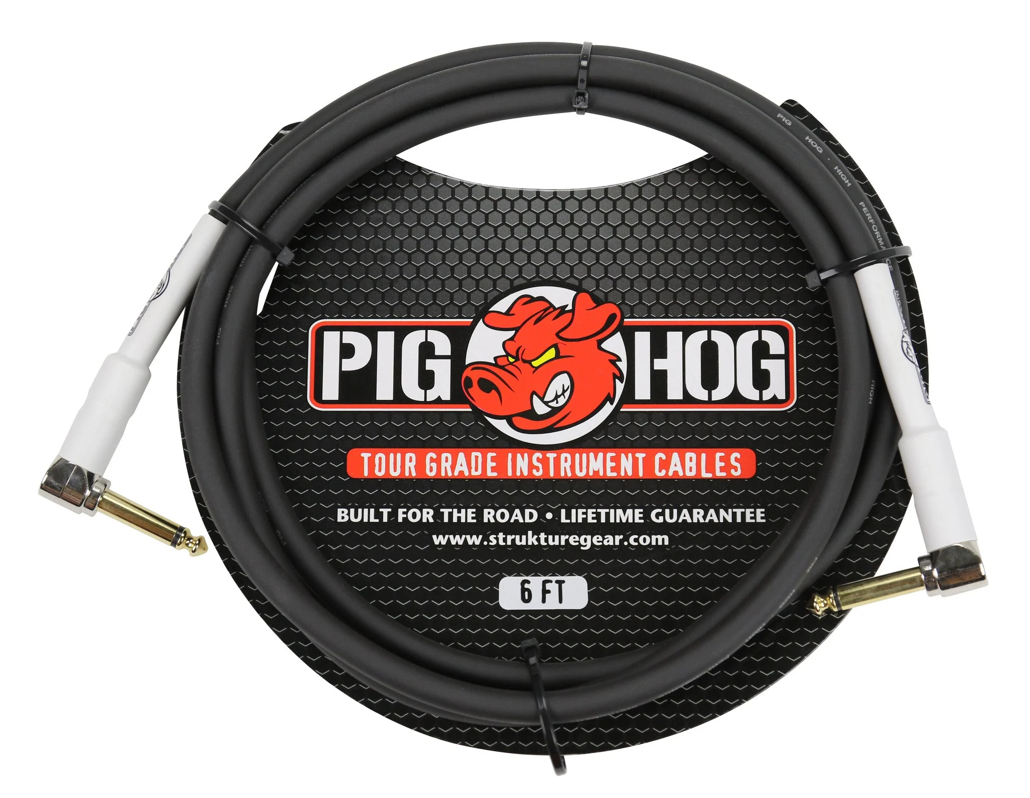 Pig Hog Tour Grade 6 ft Instrument Cable 1/4" to 1/4" Right Angle Connectors (PH6RR) - 8 Pack - Image 2