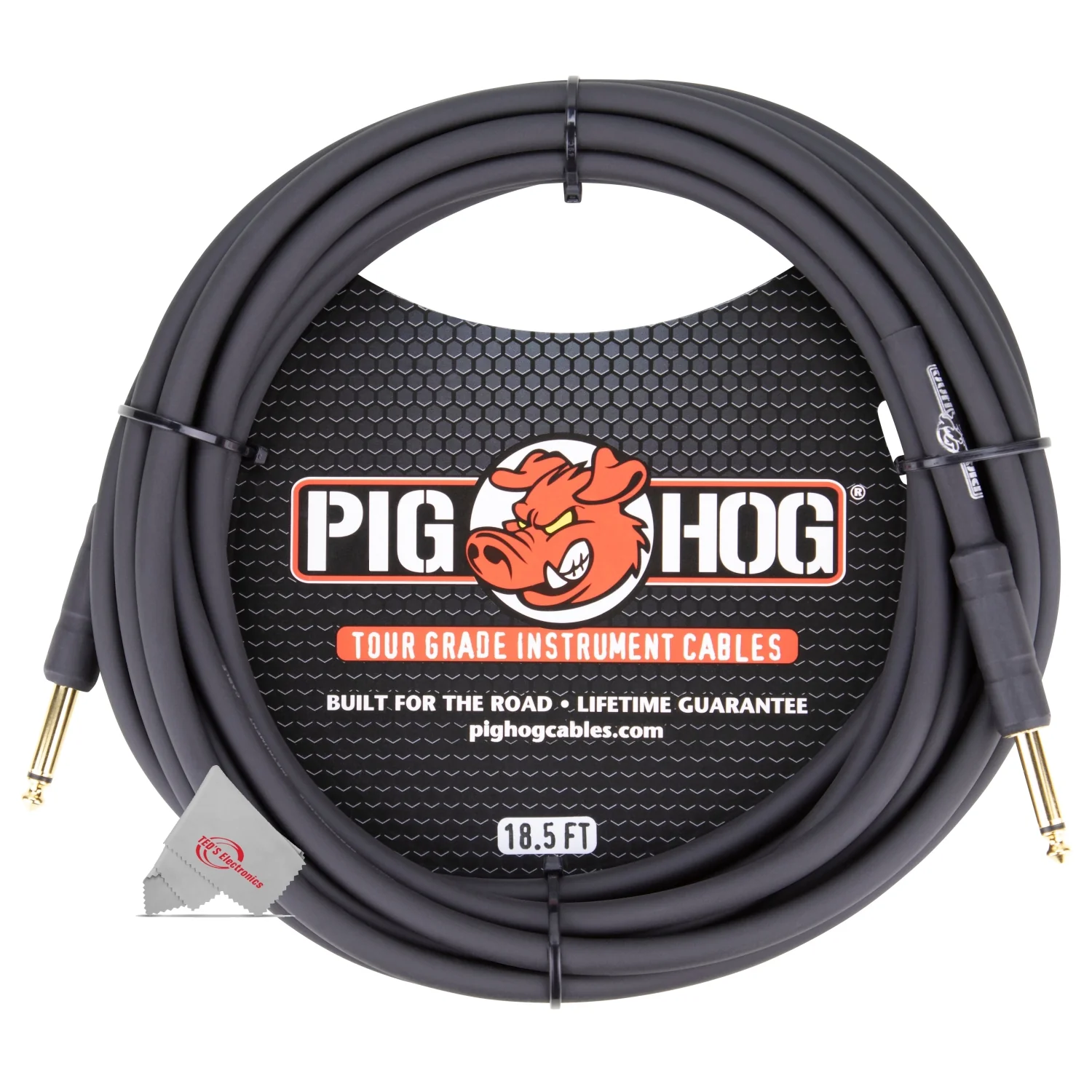 Pig Hog Tour Grade 18.5 ft Instrument Cable 1/4 Inch to 1/4 Inch Straight Connectors - PH186 - 2 Units - Image 2
