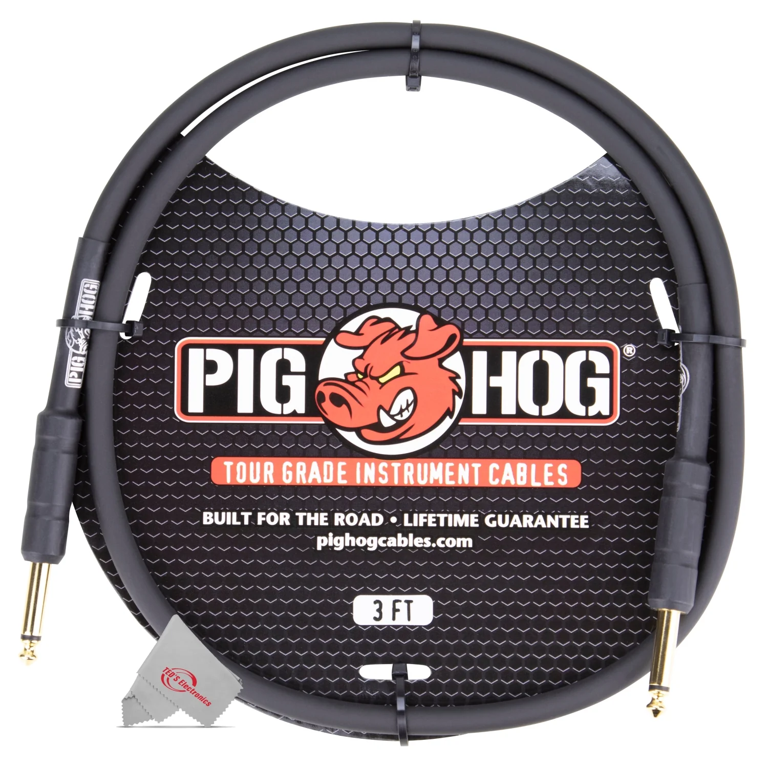 Pig Hog Tour Grade 3 ft Instrument / Patch Cable 1/4 Inch to 1/4 Inch Straight Connectors - PH3 - 3 Units - Image 2