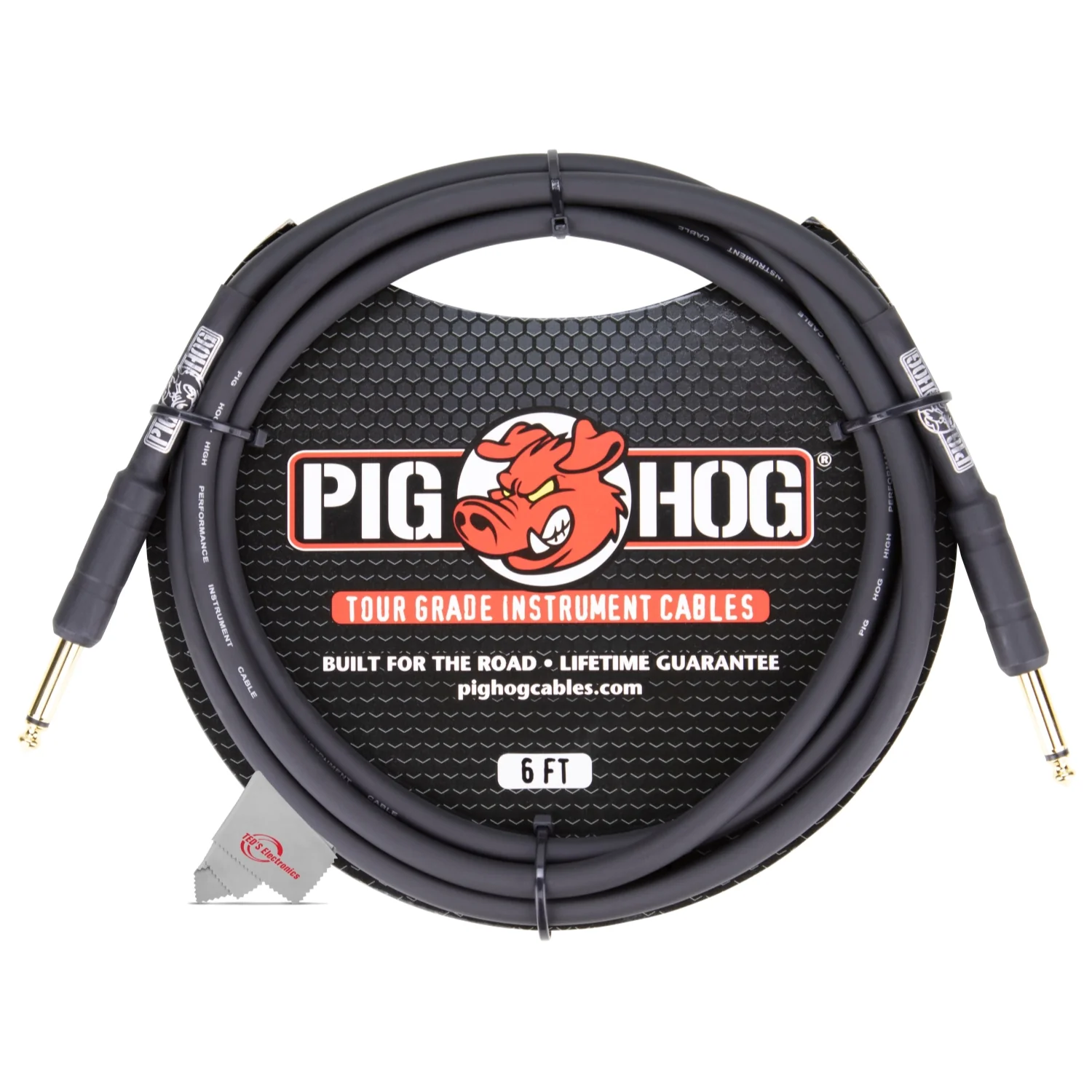 Pig Hog Tour Grade 6 ft Instrument Cable 1/4 Inch to 1/4 Inch Straight Connectors - PH6R - 5 Units - Image 2