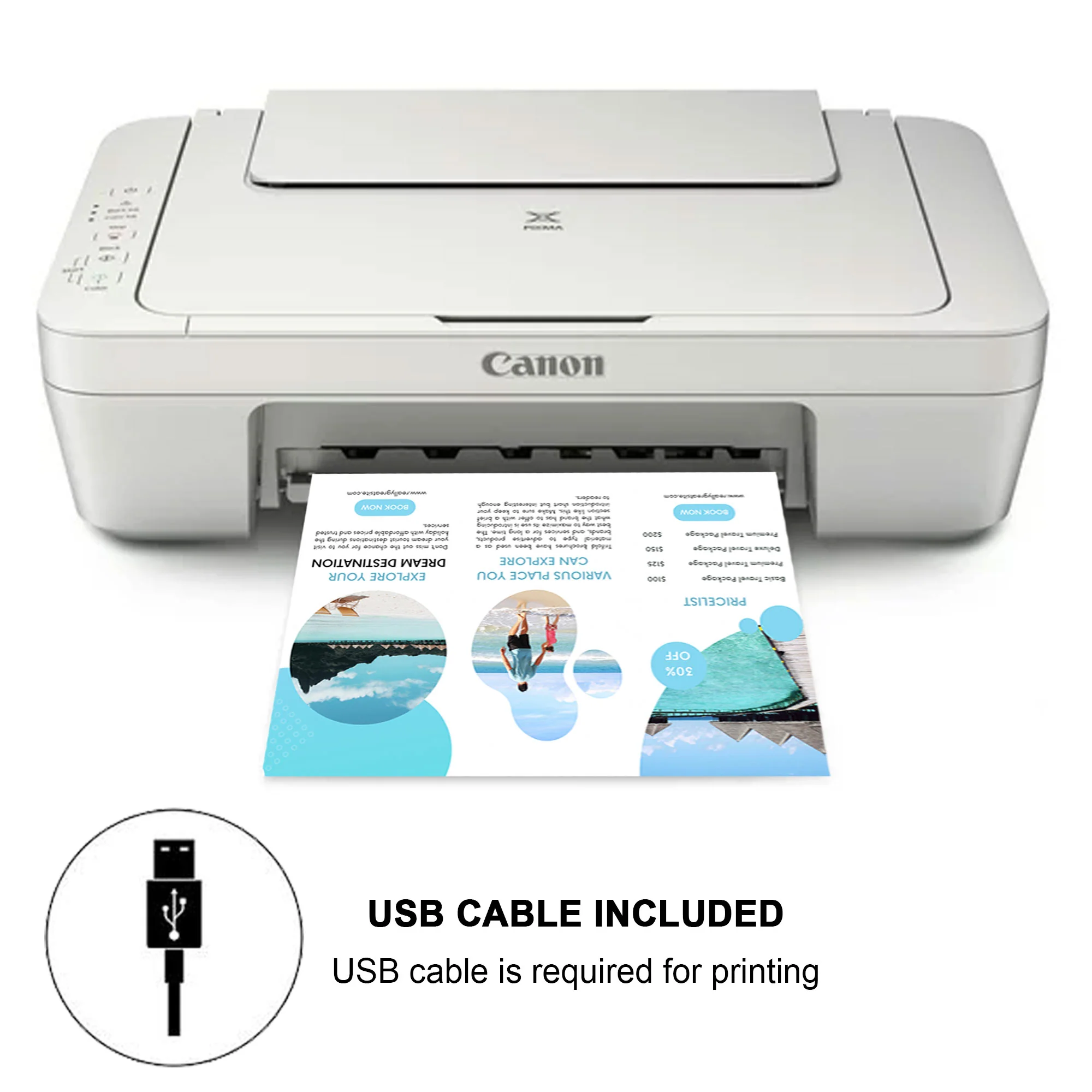 Canon PIXMA MG2522 Wired All-in-One Color Inkjet Printer, White - Image 3