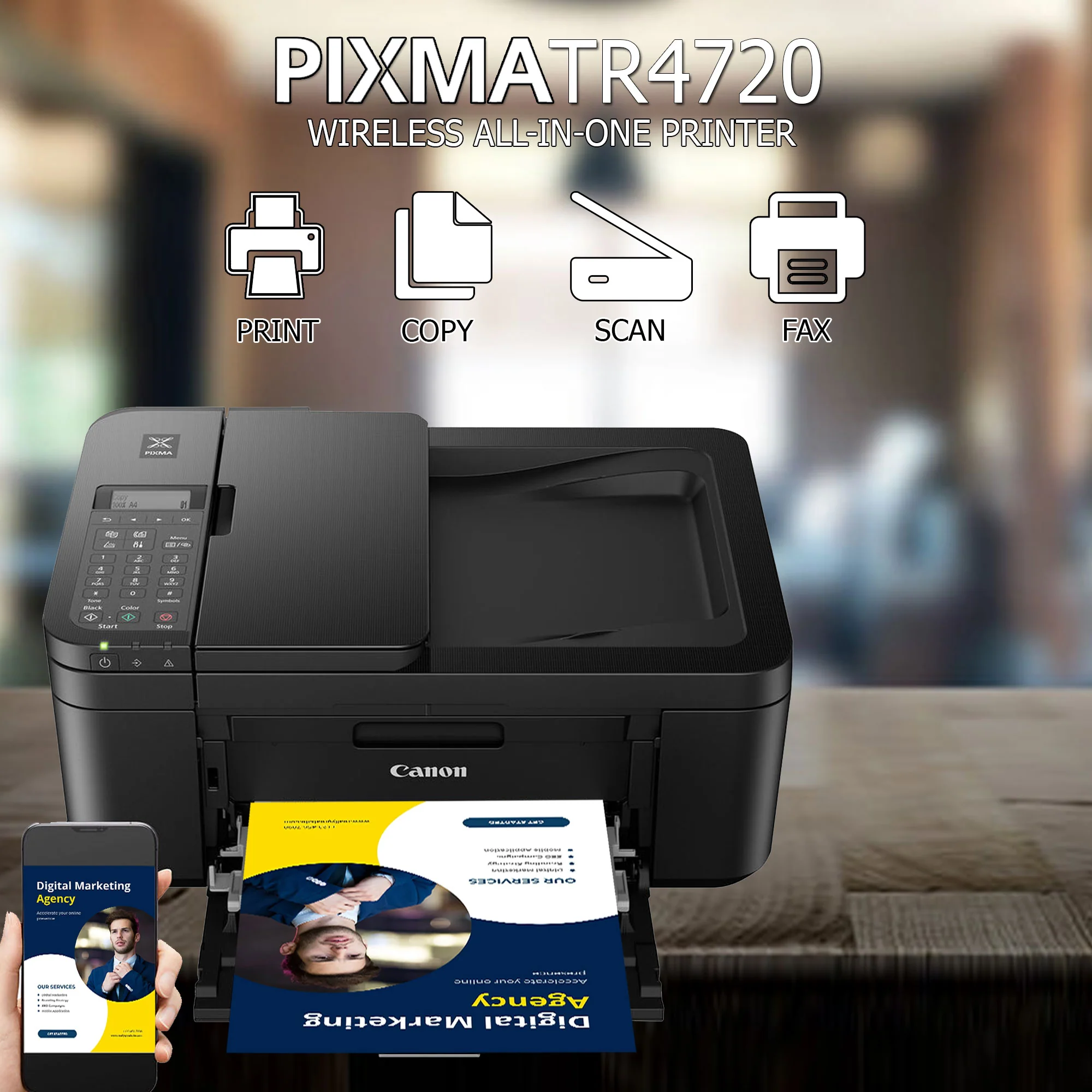 Canon PIXMA TR4720 Wireless All-in-One Printer (Black) with 10FT Angle USB 2.0 Certified 480MBPS Type A Male To B Male Cable - Image 8