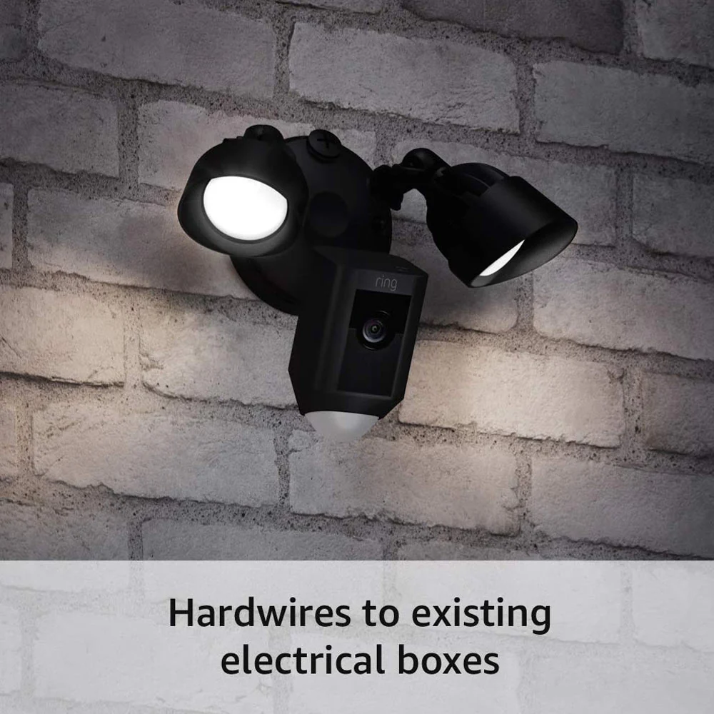 RING Floodlight Cam Wired Plus Motion-Activated 1080p HD Black - 3 Units - Image 4