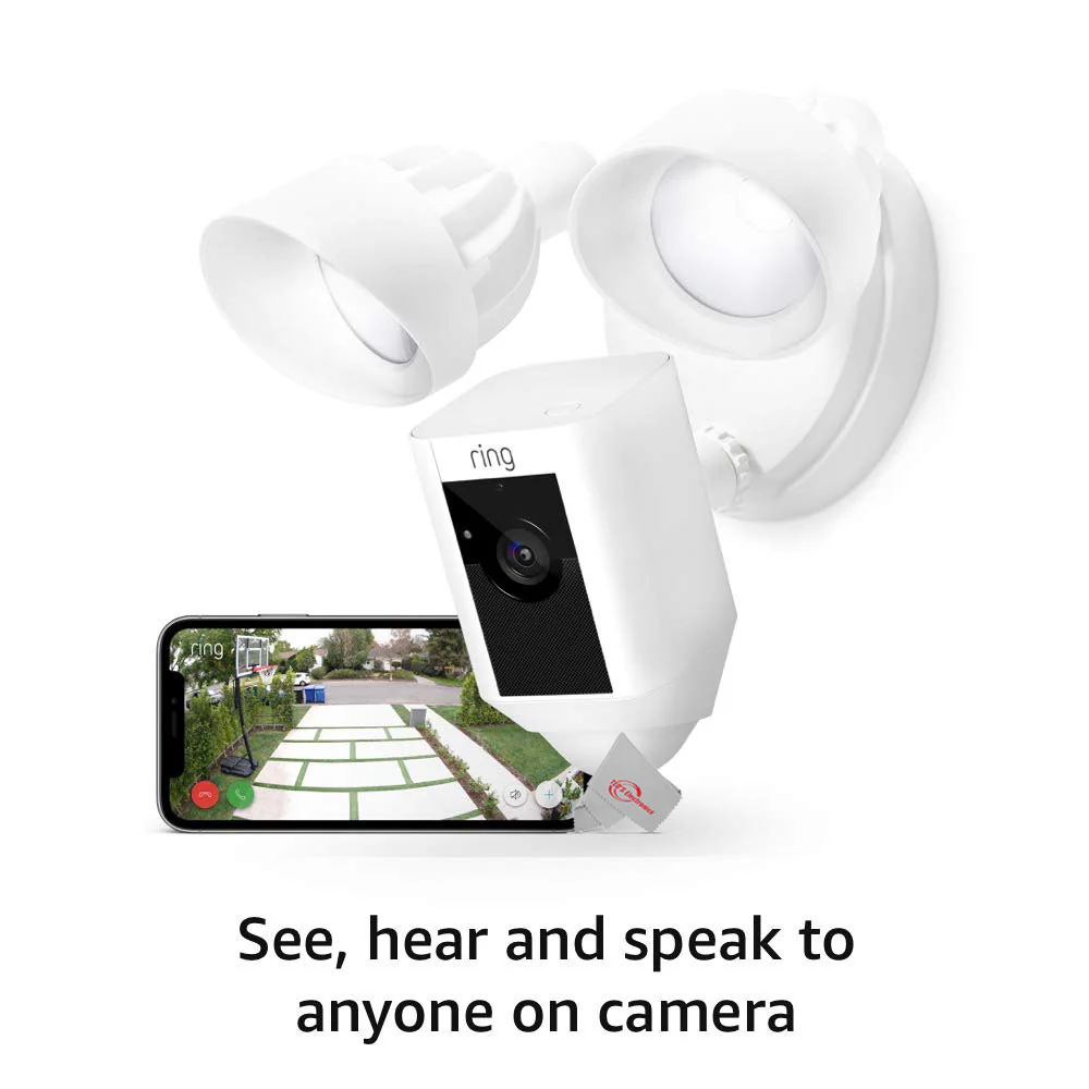 RING Floodlight Cam Wired Plus Motion-Activated 1080p HD White - 3 Pack - Image 4