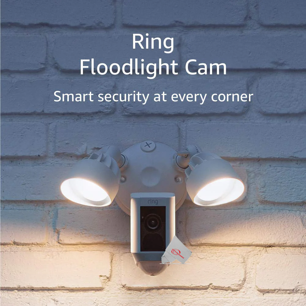 RING Floodlight Cam Wired Plus Motion-Activated 1080p HD White - 5 Pack - Image 5